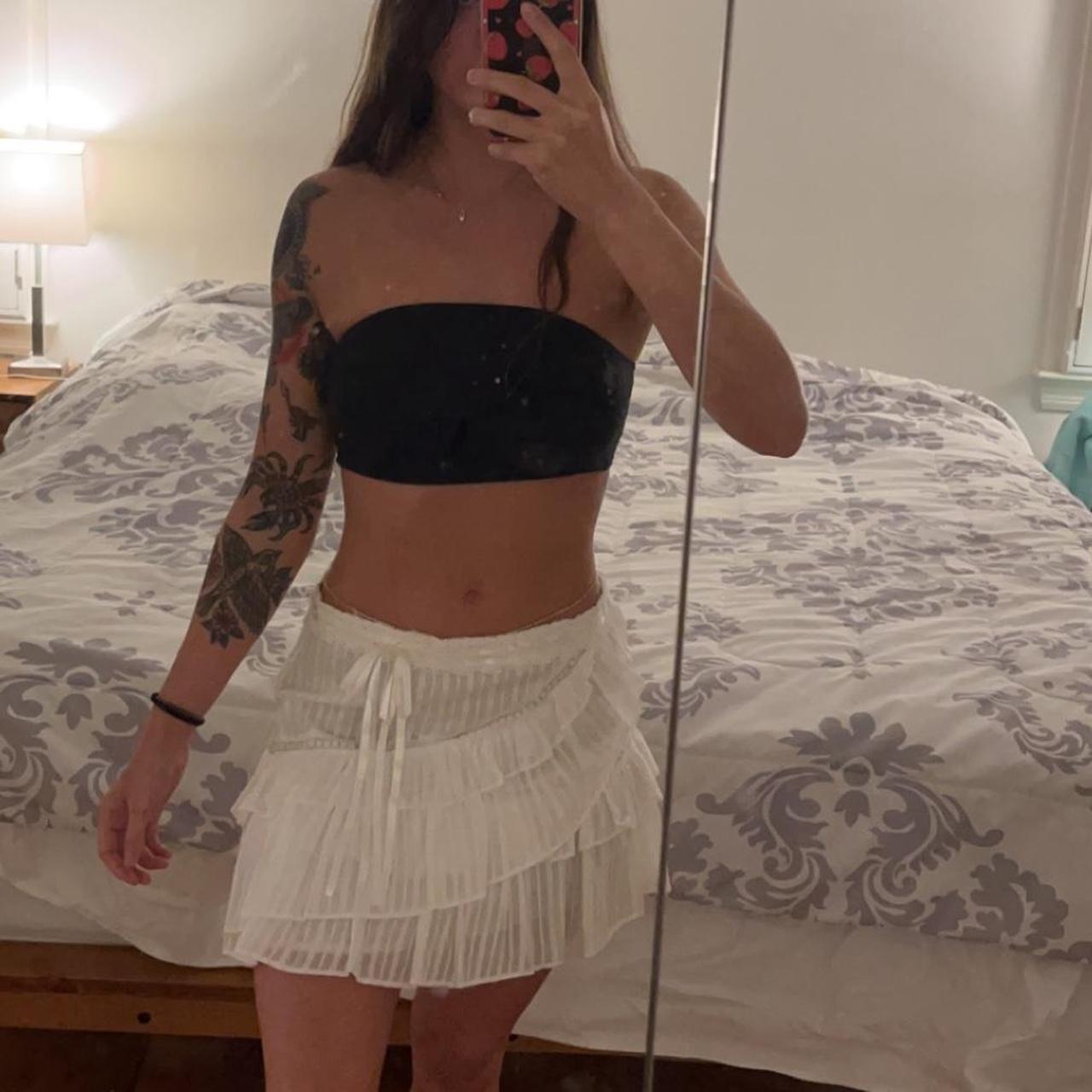 Love shack fancy white mini skirt with ribbon... - Depop
