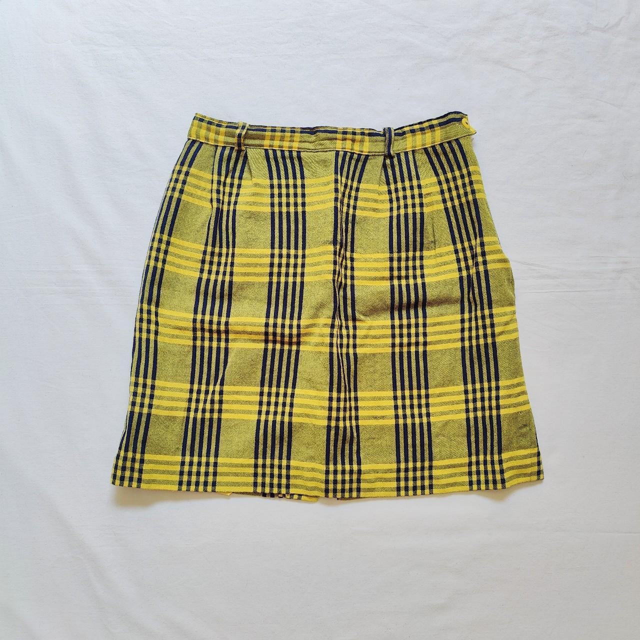 90s Vintage Skirt - Yellow & Black check skirt Made... - Depop