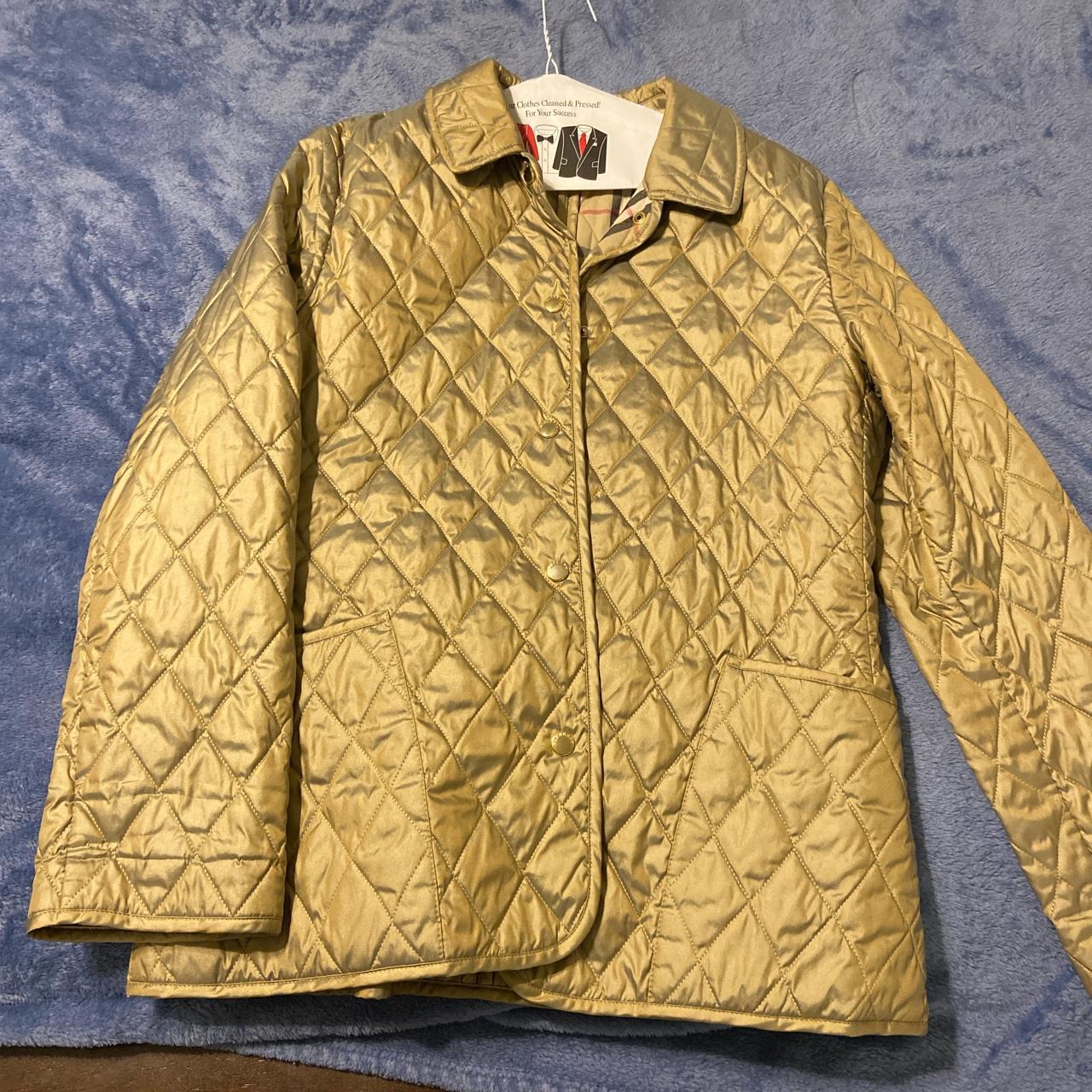 Women s Burberry LONDON quilted gold jacket. Made Depop