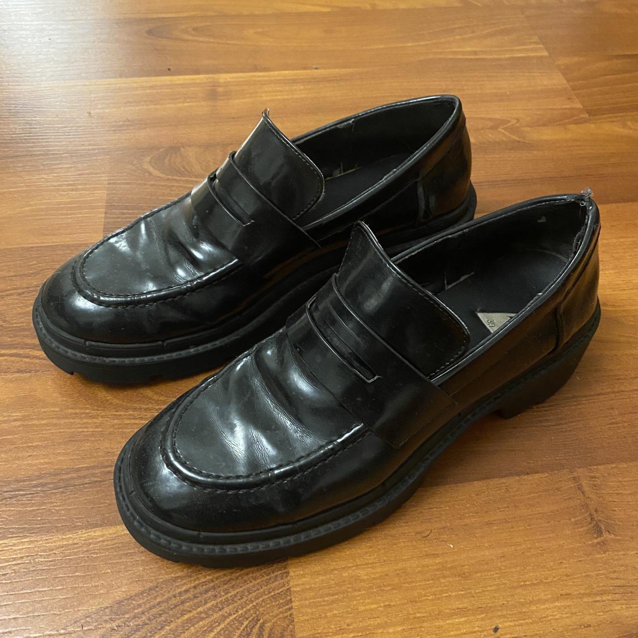 Zara Patent Black Platform Loafers, size 39. Some... - Depop