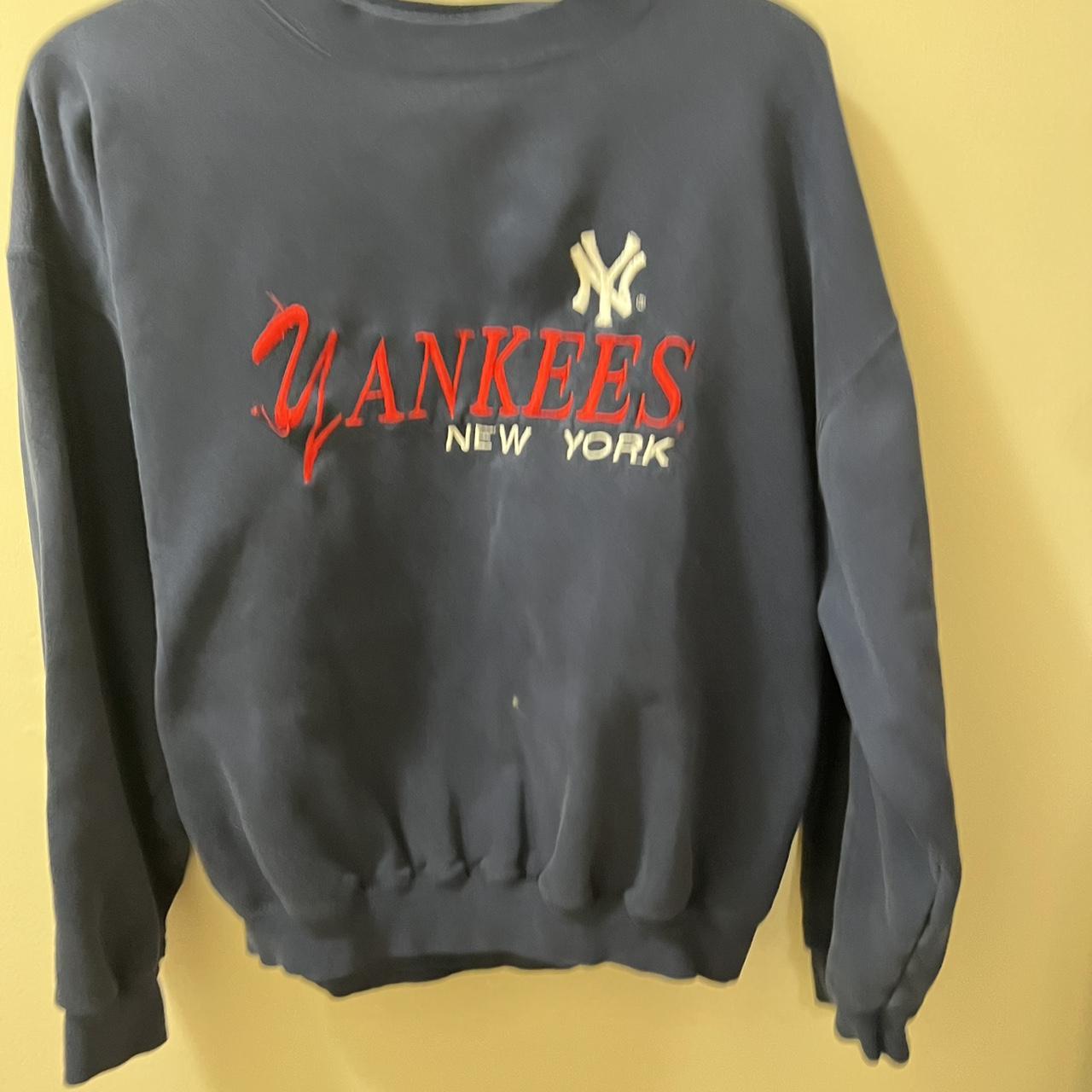 NY Yankees vintage sweatshirt Distressed crewneck - Depop