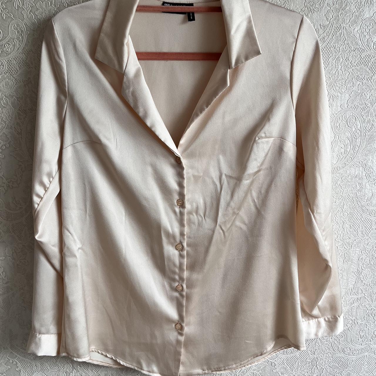 ASOS cream satin shirt worn once size 6 Depop