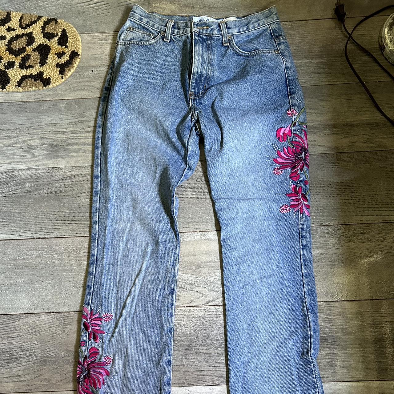 the cutest y2k embroidered express jeans mid rise... Depop