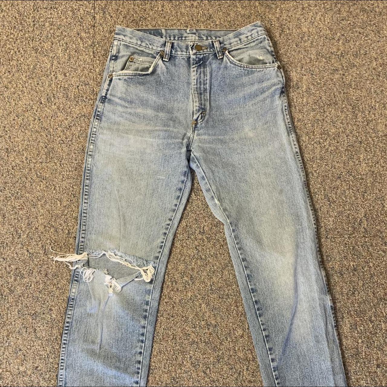 Vintage Ripped Knee Wrangler Jeans - size 31x34 -... - Depop