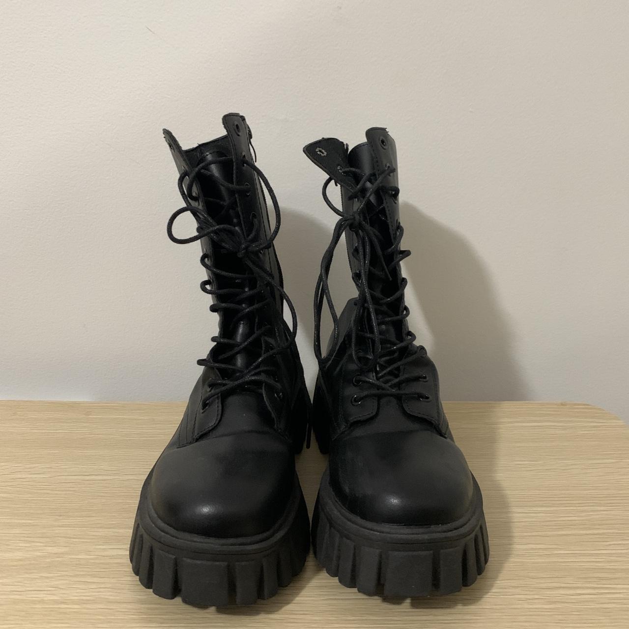 combs platform combat boot black