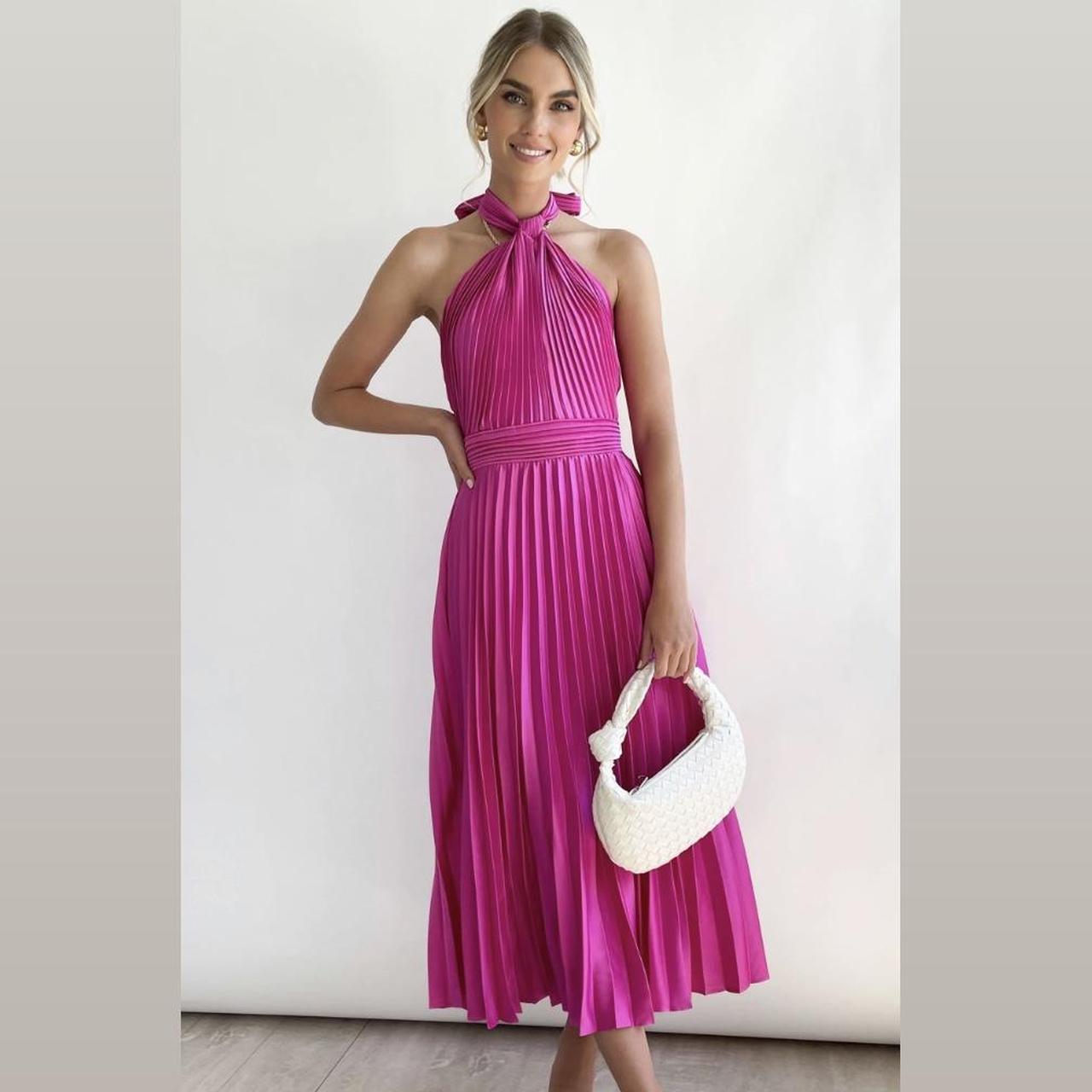 Black halter neck midi dress size 16 BNWT RRP :... - Depop