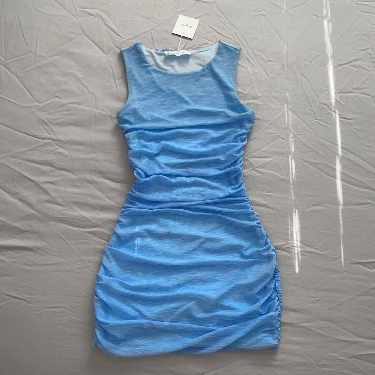 BABY BLUE MINI DRESS double lined size: xxs brand:... - Depop
