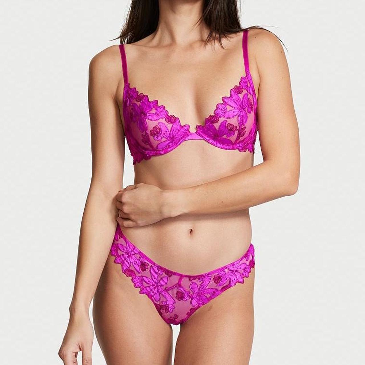 Ziggy Glam Floral Embroidery Unlined Demi Bra