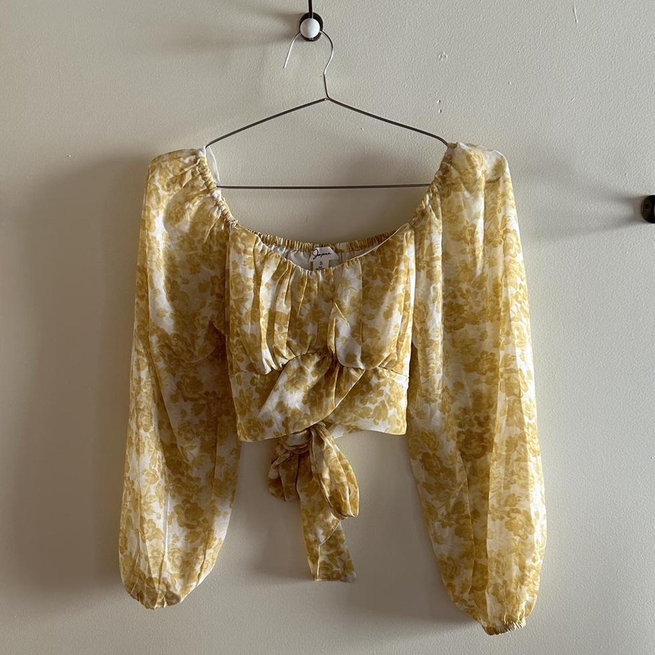 Yellow tie back blouse Never worn Not... - Depop