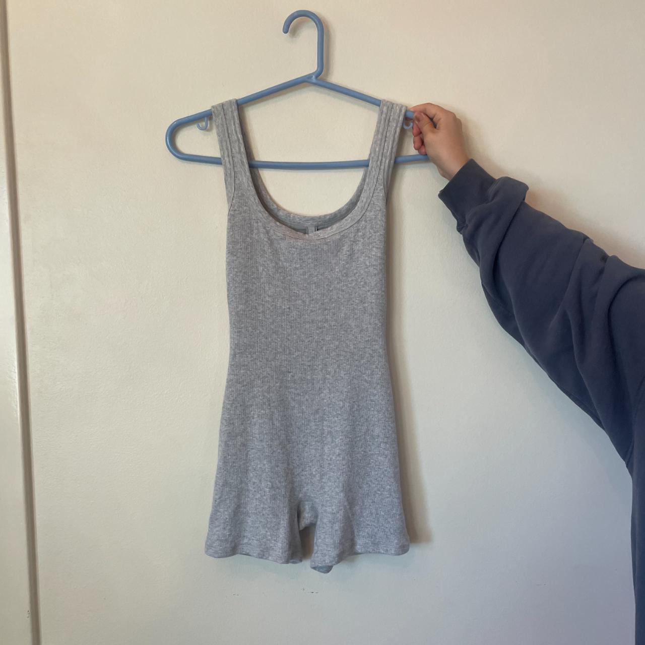 SKIMS COTTON RIB GREY ONESIE. ONLY WORN ONCE size s Depop