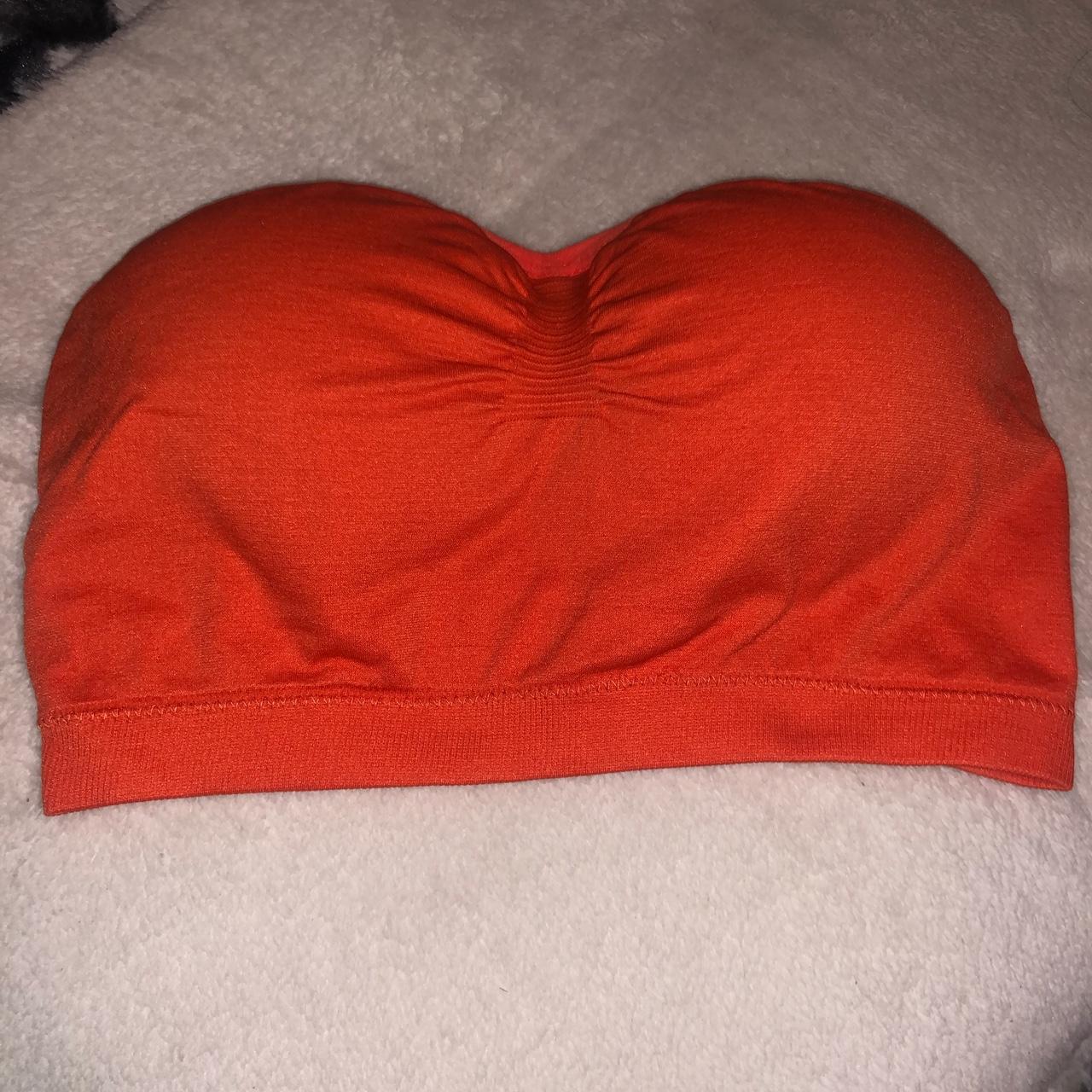 Derek heart orange tube top Strapless top Size - Depop