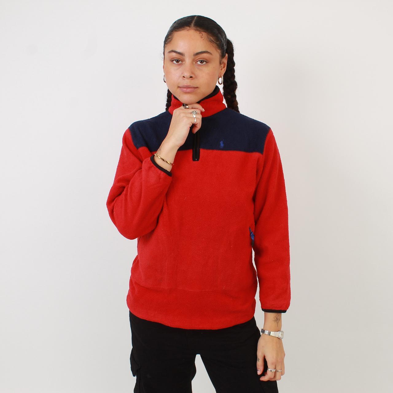 "Women's Polo Ralph Lauren Red Zip Neck Fleece... Depop