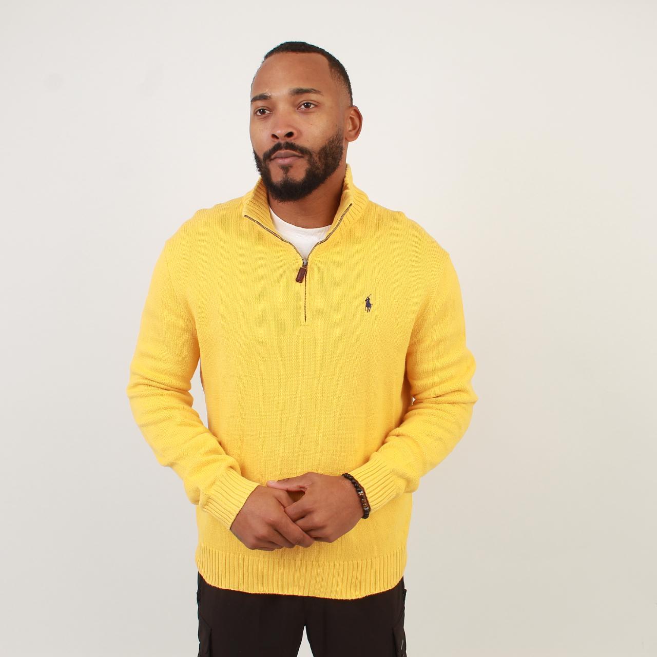 "Men's Vintage Polo Ralph Lauren Yellow Quarter Zip... Depop
