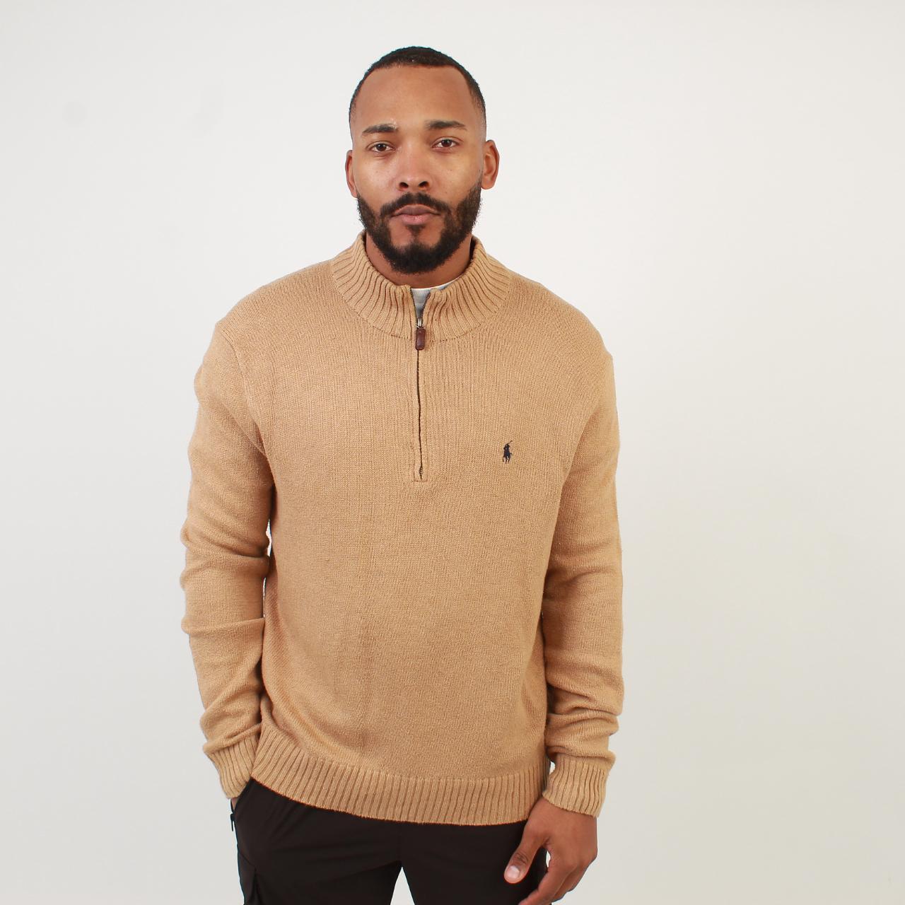 "Men's Vintage Polo Ralph Lauren Beige Quarter Zip... Depop