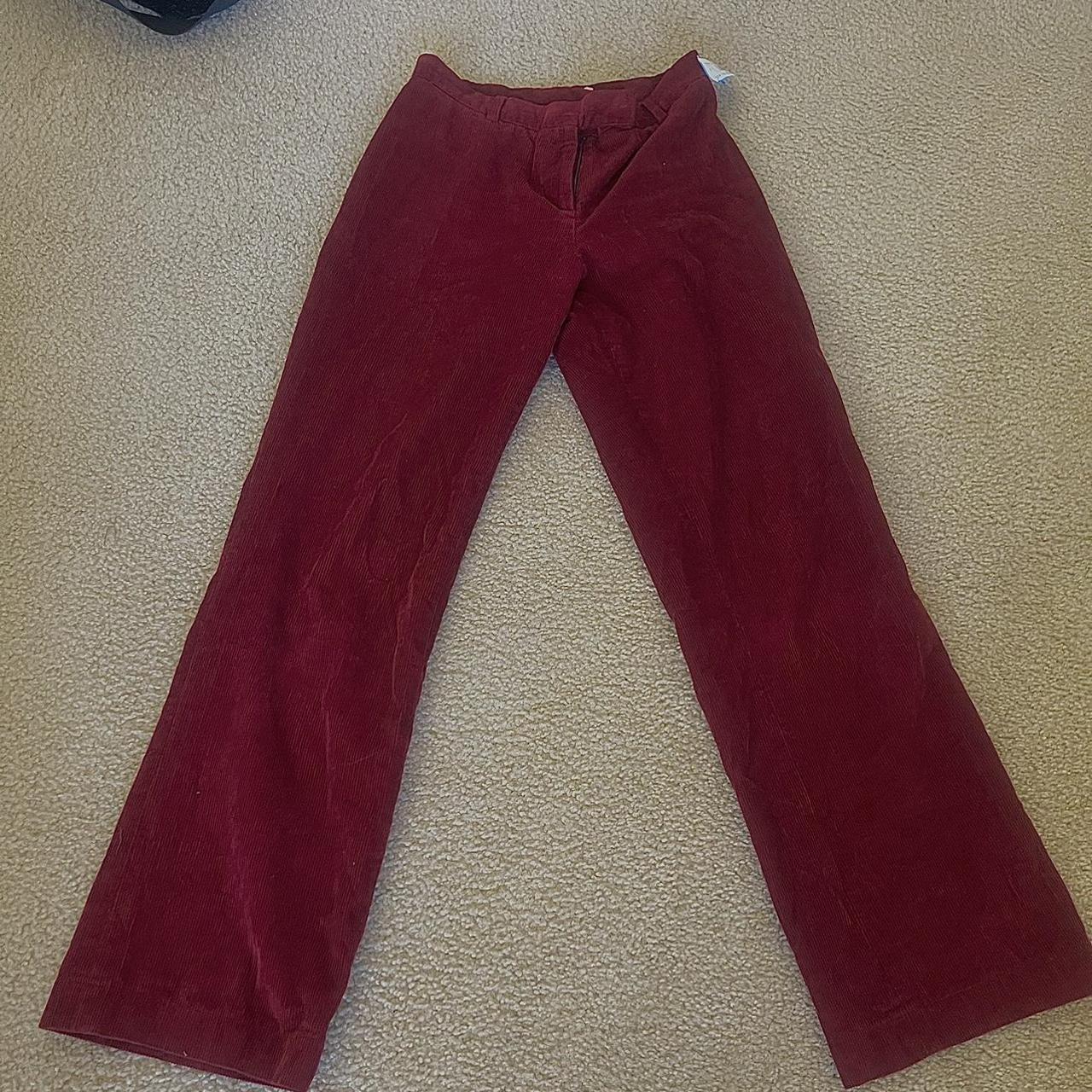 deadstock corduroy cherry red pants size : s free... - Depop