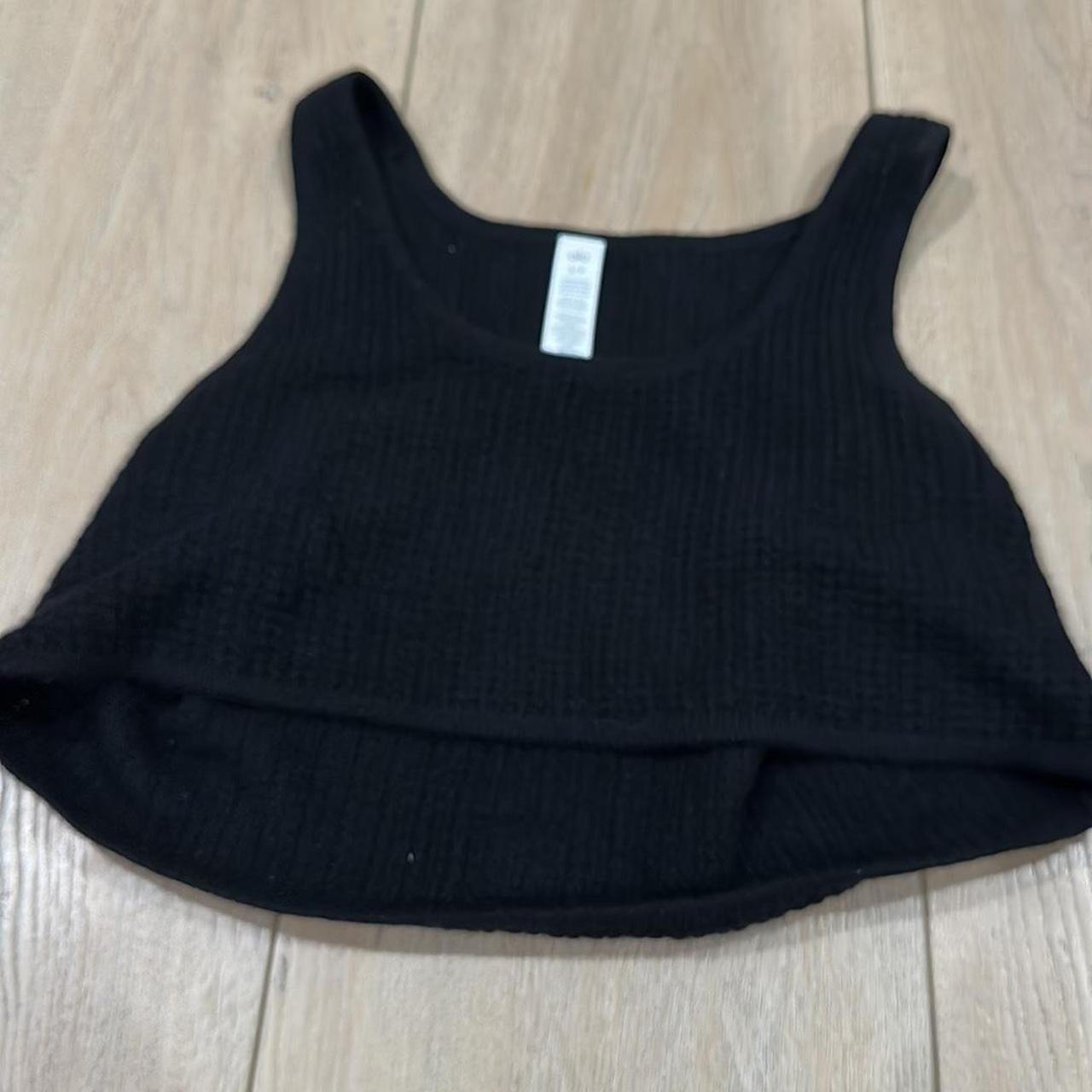 Cashmere Plush Waffle Cropped Tank - Black