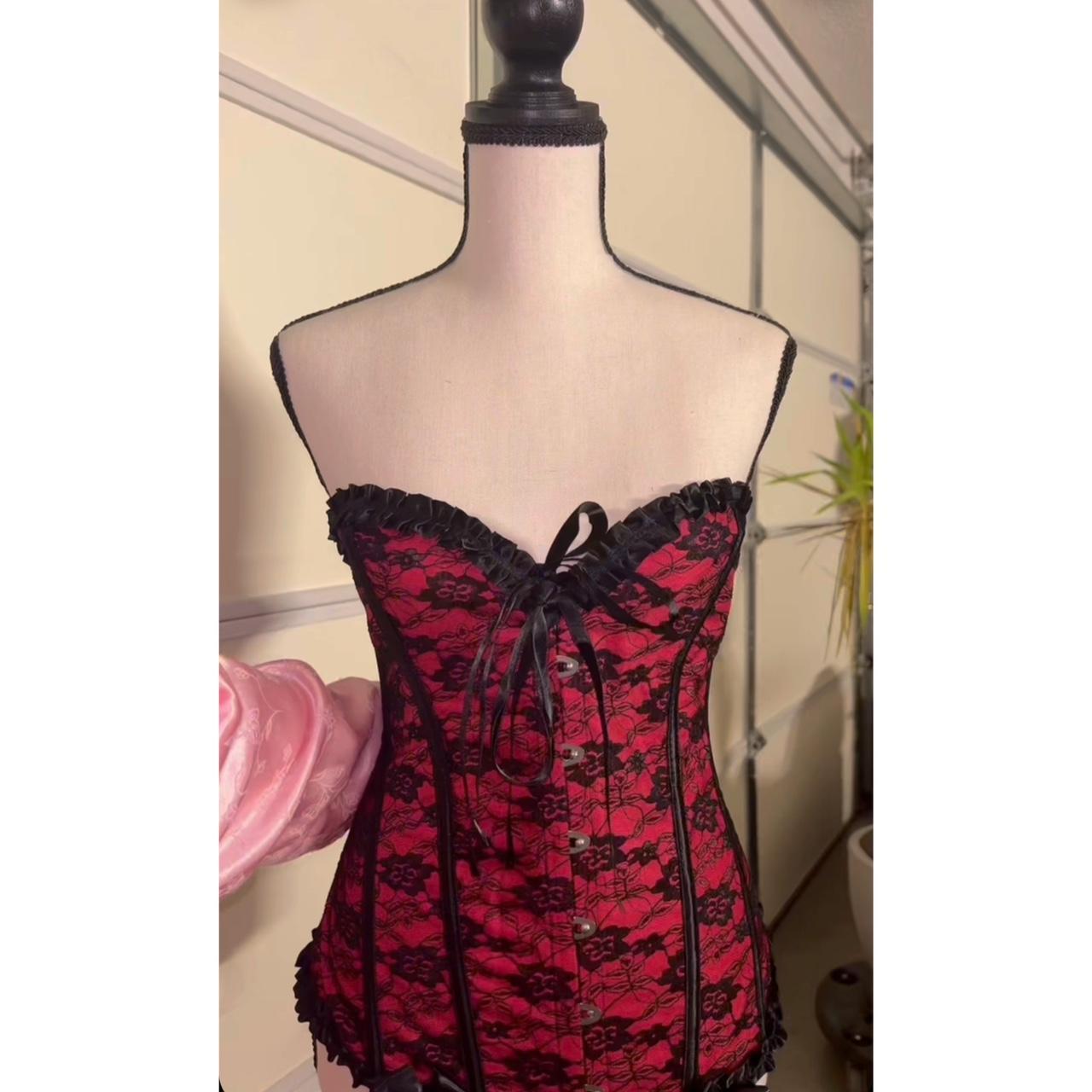 Sexy Red Black Lace Corset💋 Red Corset Lace Depop