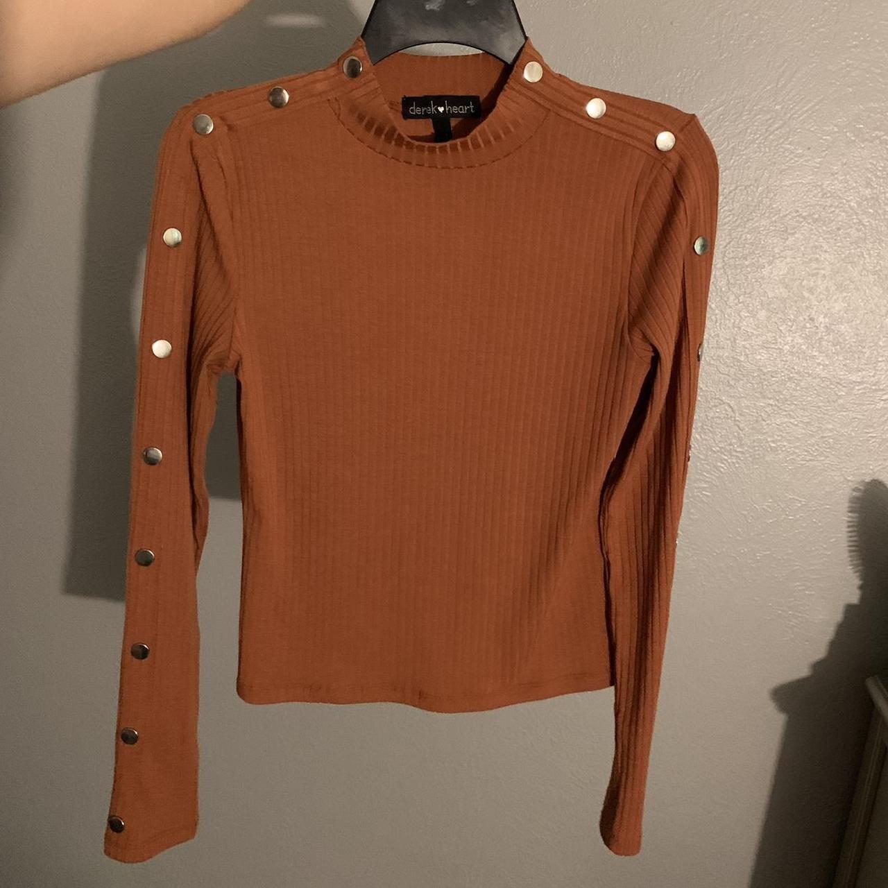 burnt orange derek heart turtleneck sweater dress, - Depop