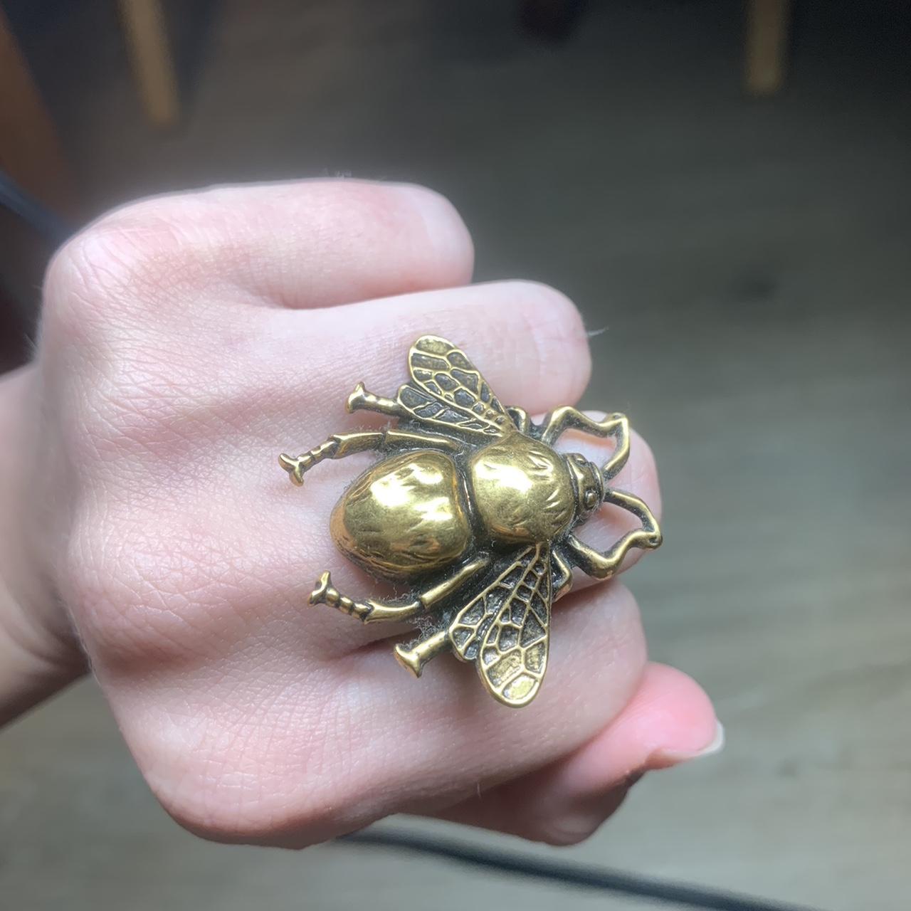 Gucci Signature Silver Bee 9mm Ring - Size 14