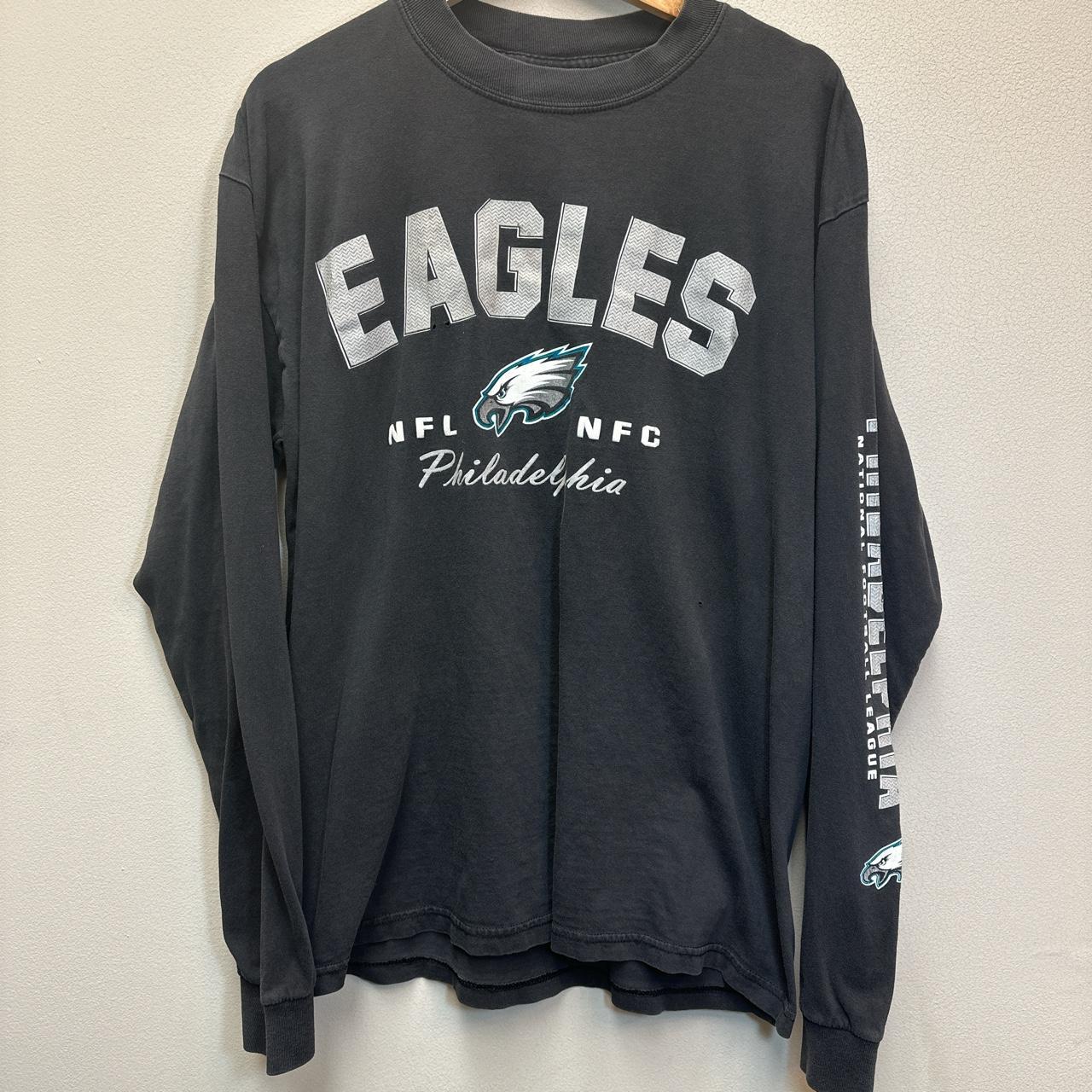 00's Philadelphia Eagles Grey Long Sleeve NFL T Shirt Size Large