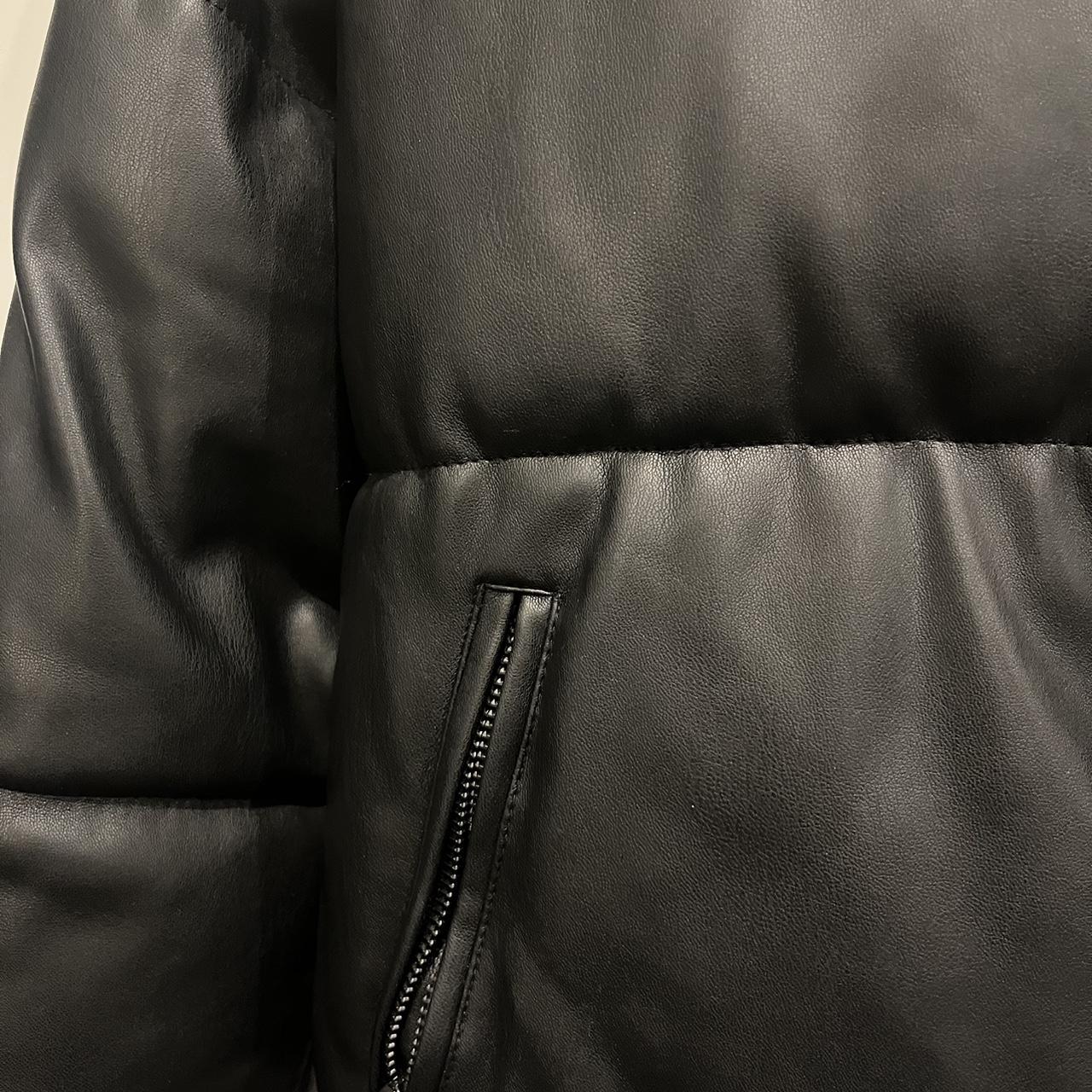 Decjuba Faux Leather Puffer Jacket Coat Size... Depop