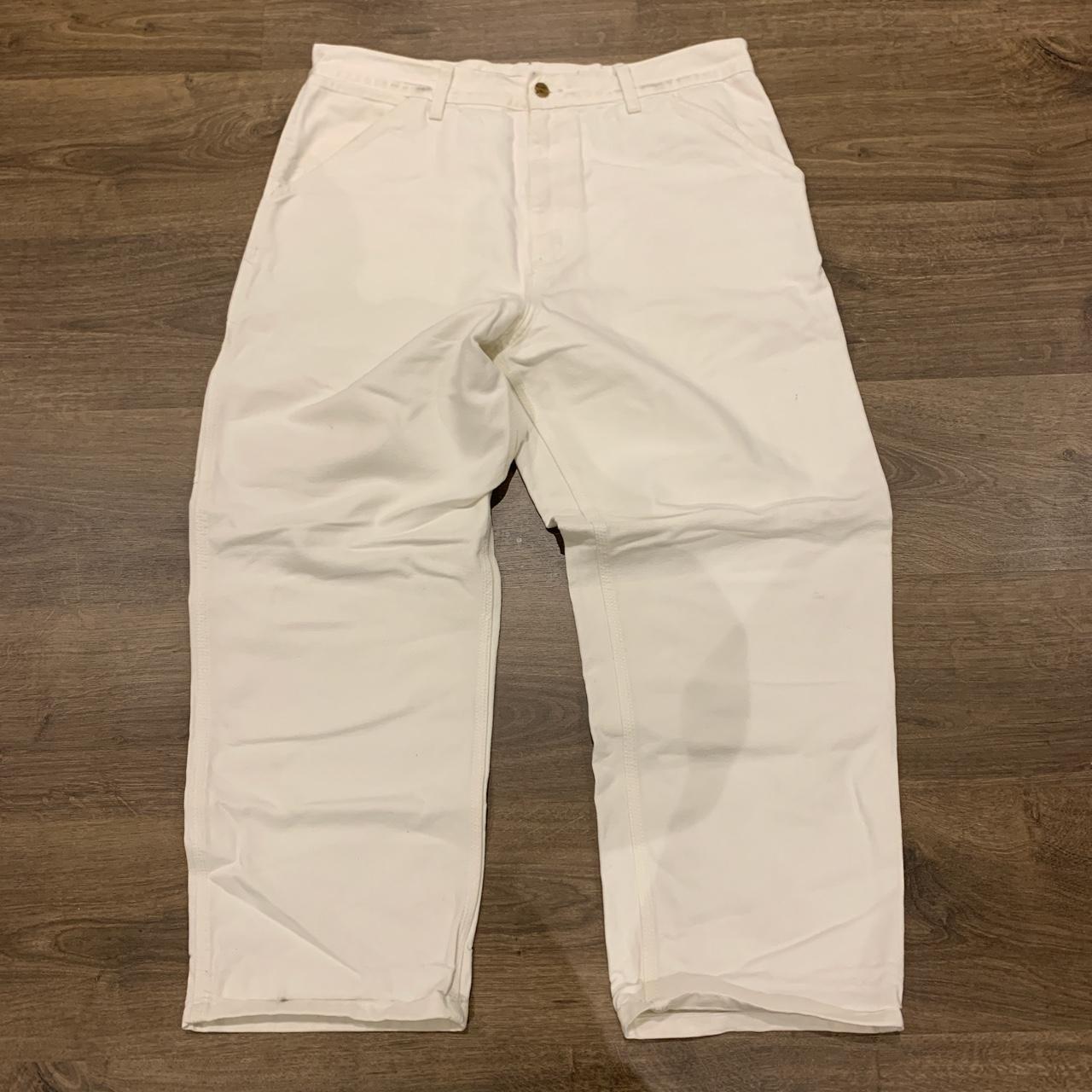 CARHARTT DOUBLE KNEE PANT WAX WHITE 6/10 CONDITION... - Depop