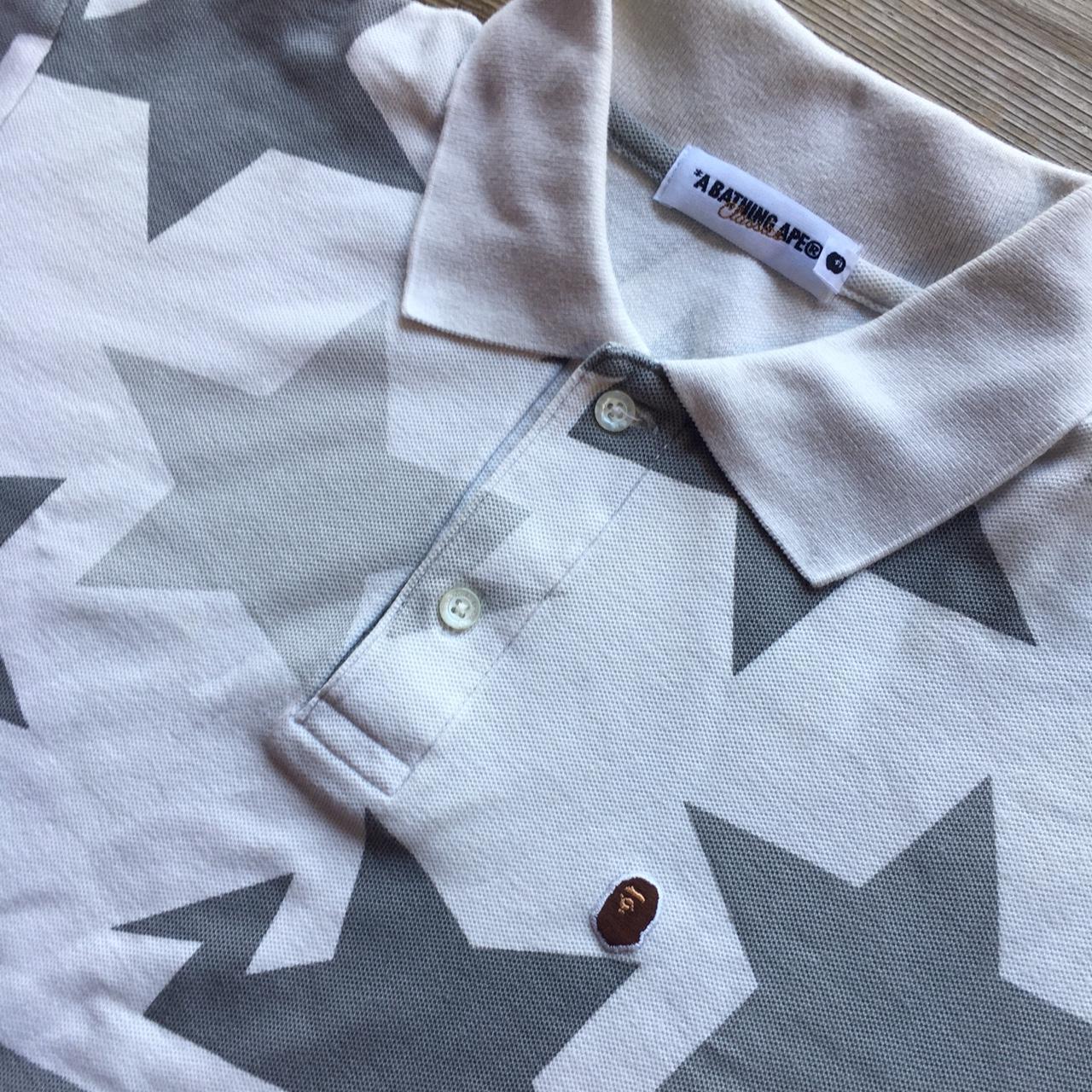 RARE A BATHING APE BAPSTA POLO SHIRT BUTTON GREY GRAY BAPE MEDIUM