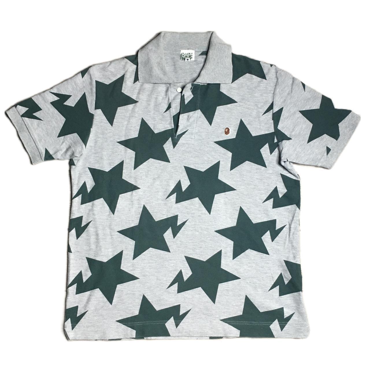 Bapesta Star Polo Green on Grey Bape Stars Size... - Depop