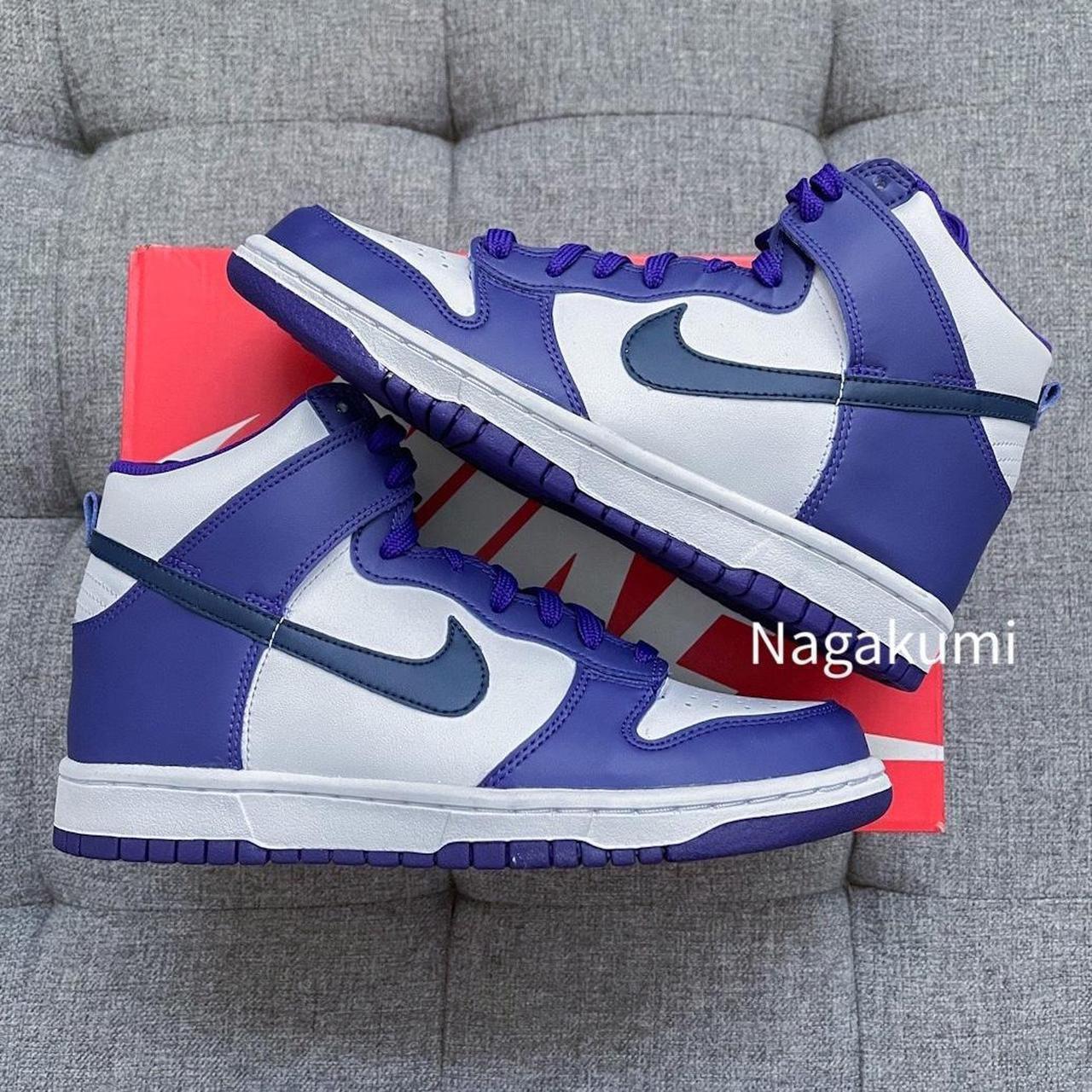 nike dunk high purple white