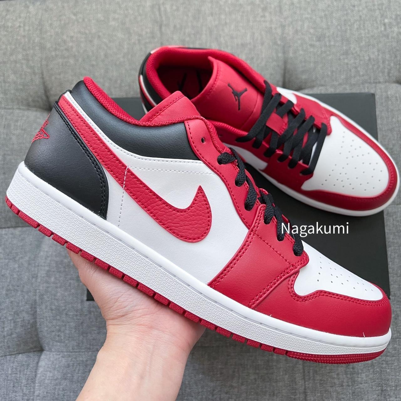 ️🖤🤍 Nike Air Jordan 1 retro Low red black shoes... - Depop