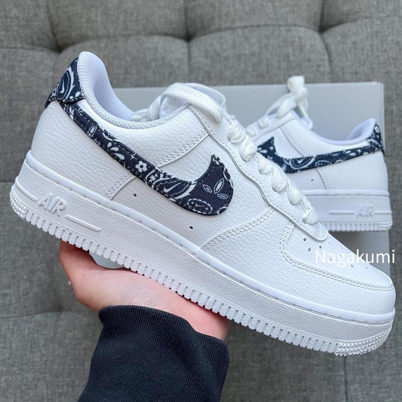 🤍🖤 Nike Air Force 1 white black paisley bandana... - Depop