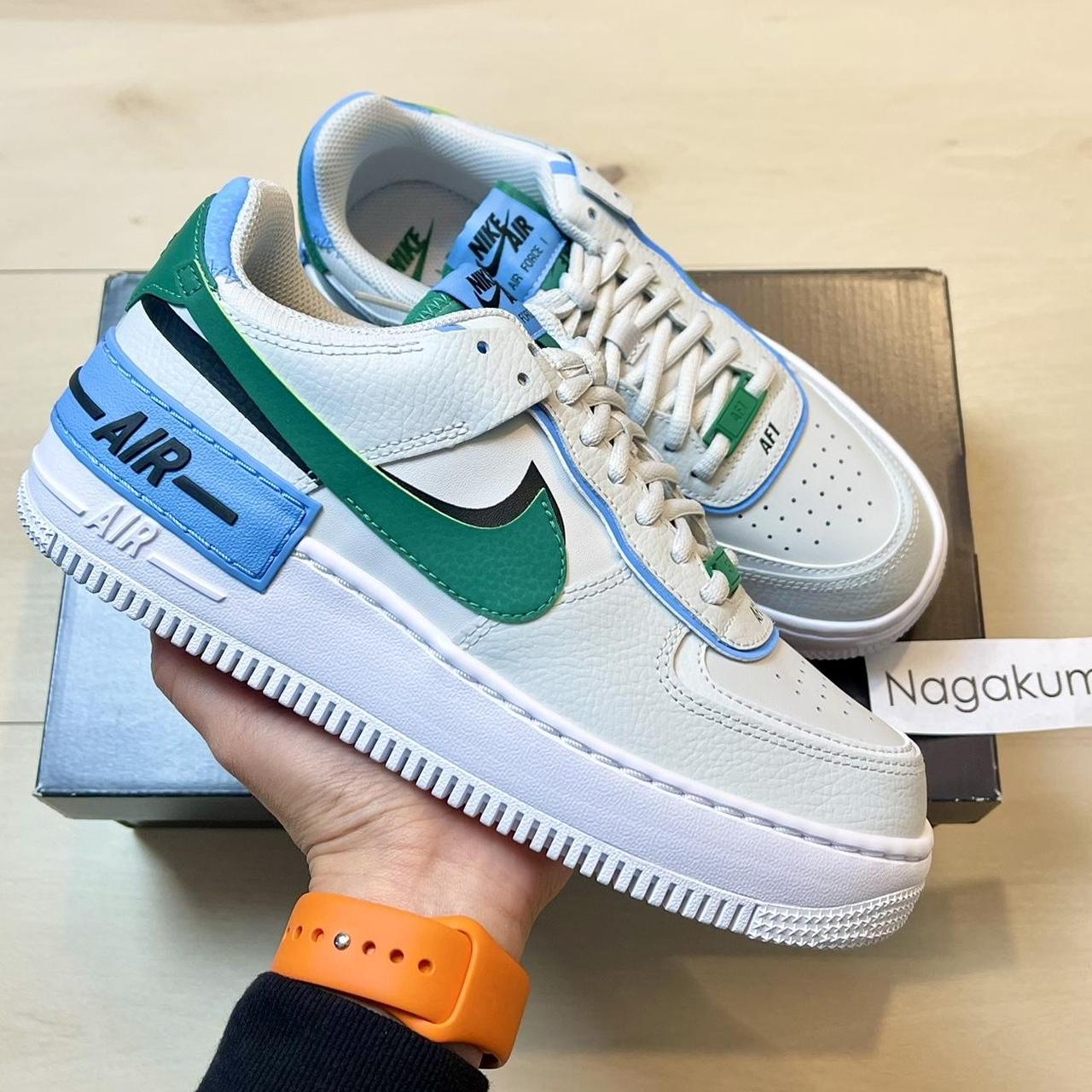 🤍💚 Nike Air Force 1 shadow white green shoes Size... - Depop