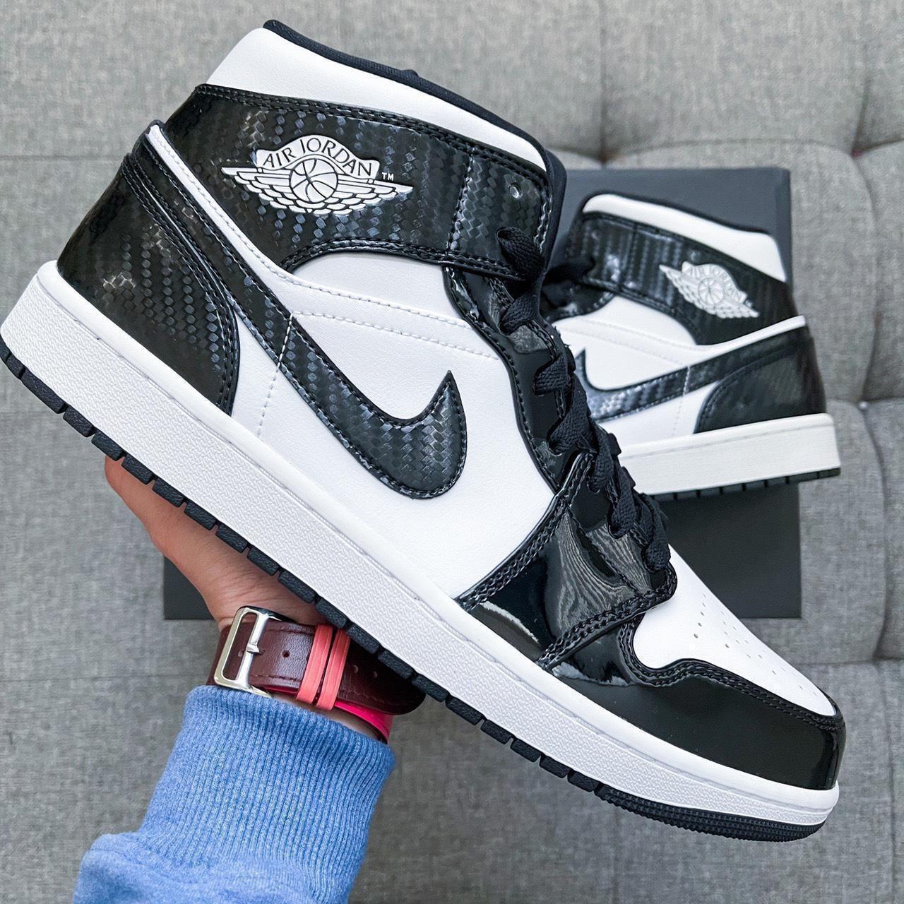 🤍🖤🐼 Nike Air Jordan 1 Retro Mid Panda Black White - Depop