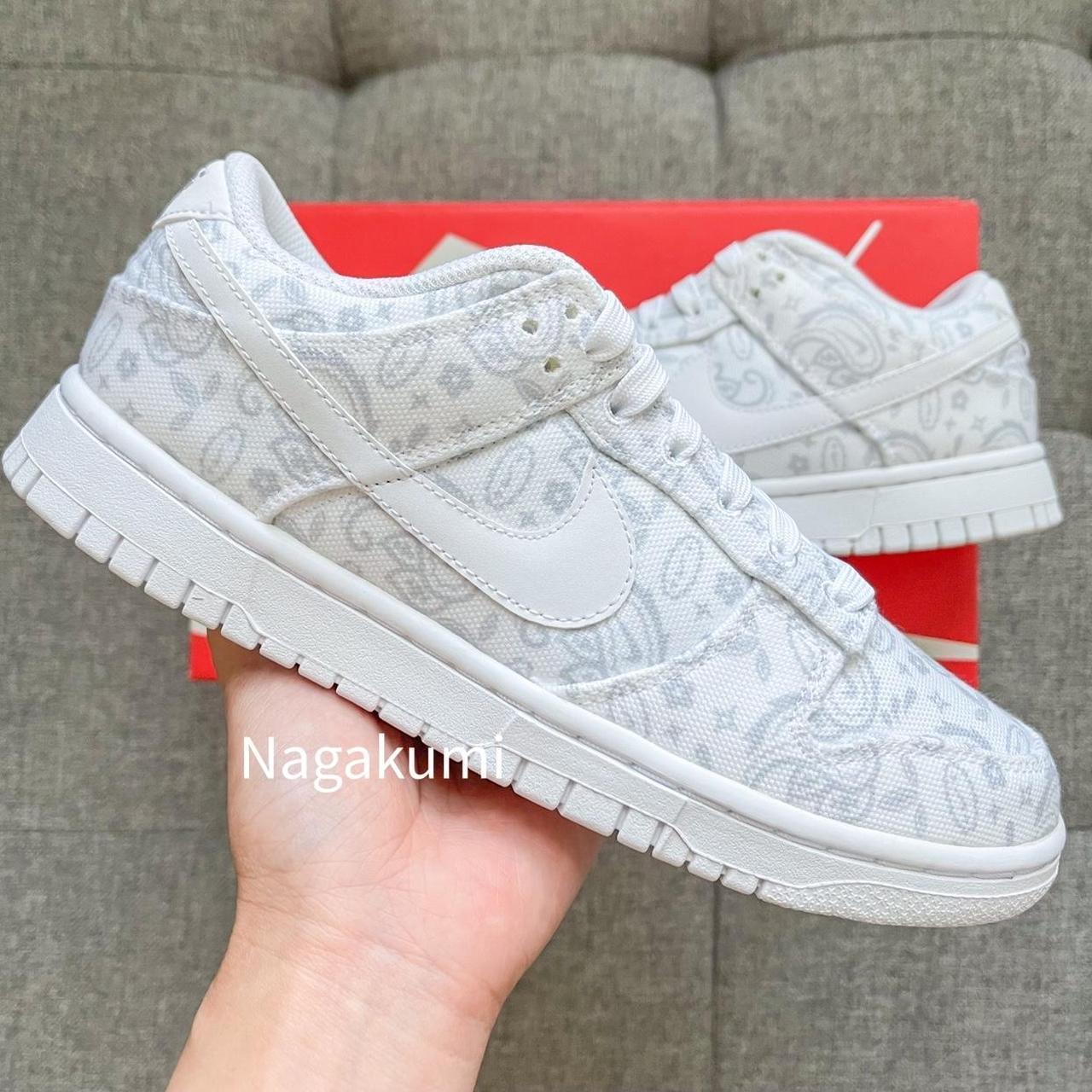 🐰 Nike dunk low white grey paisley bandana shoes... Depop