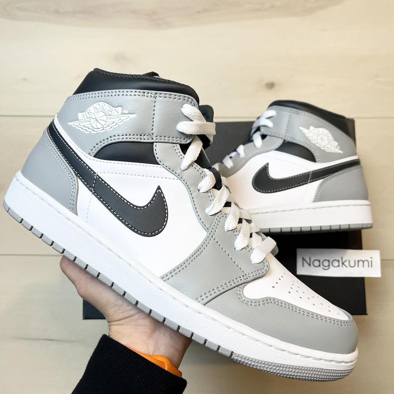 🤍 Nike Air Jordan 1 retro Mid white grey black shoes... - Depop