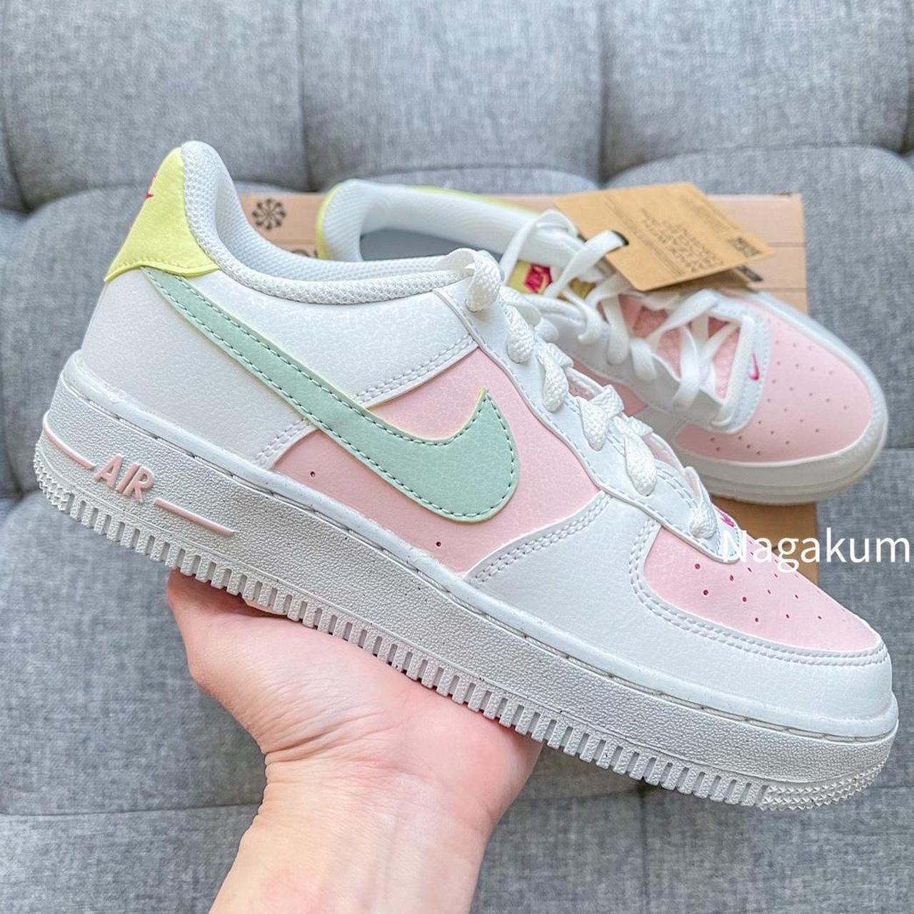 🌸 Nike Air Force 1 Pastel pink block 🐰 5 youth =... - Depop