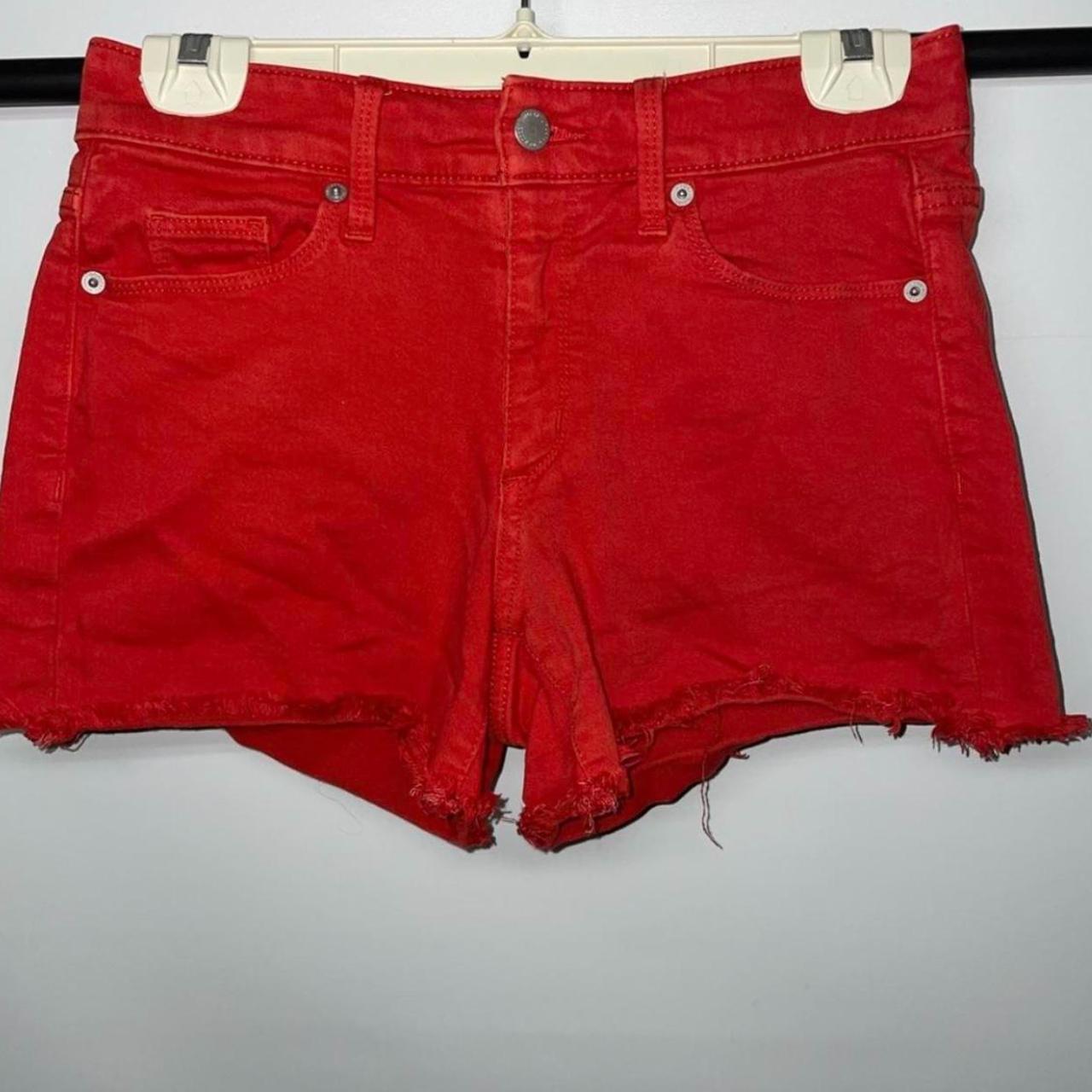 Universal Thread Red Denim Cut-Off Shorts Size... - Depop