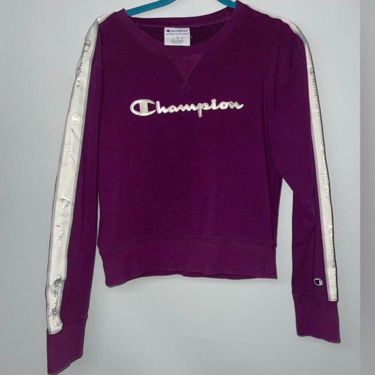 Champion Purple Cropped Sweatshirt Size Small In... - Depop
