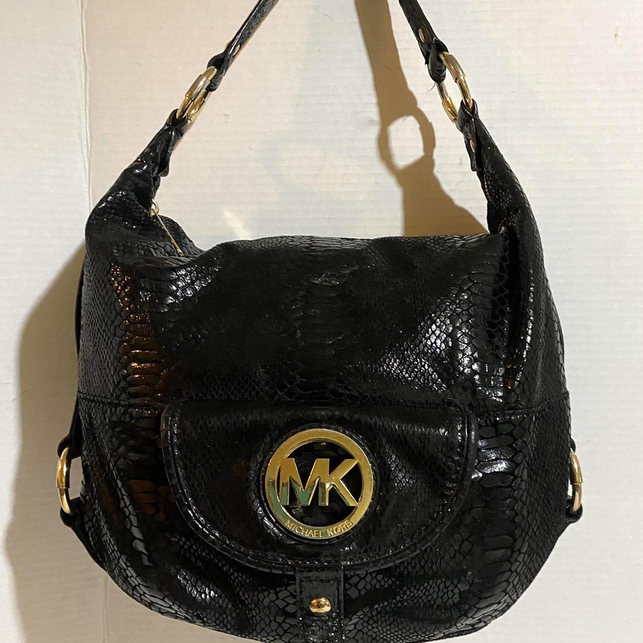 Michael kors black discount snakeskin clutch