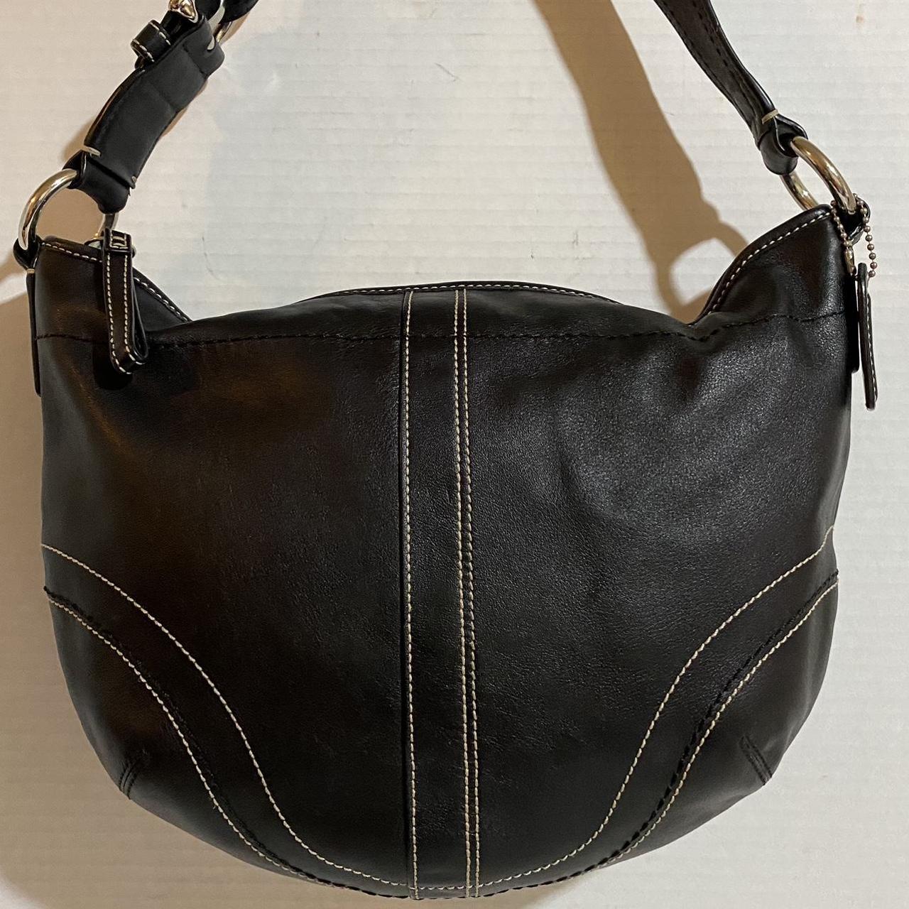 Leather Black COACH Shoulder Bag with Silver Hardware