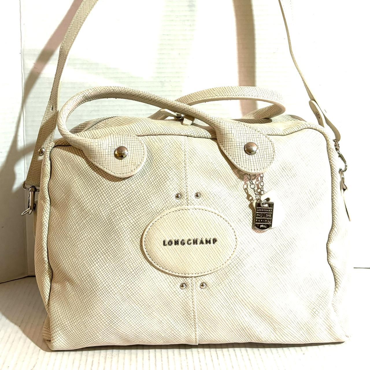Longchamp cream leather quadri way satchel