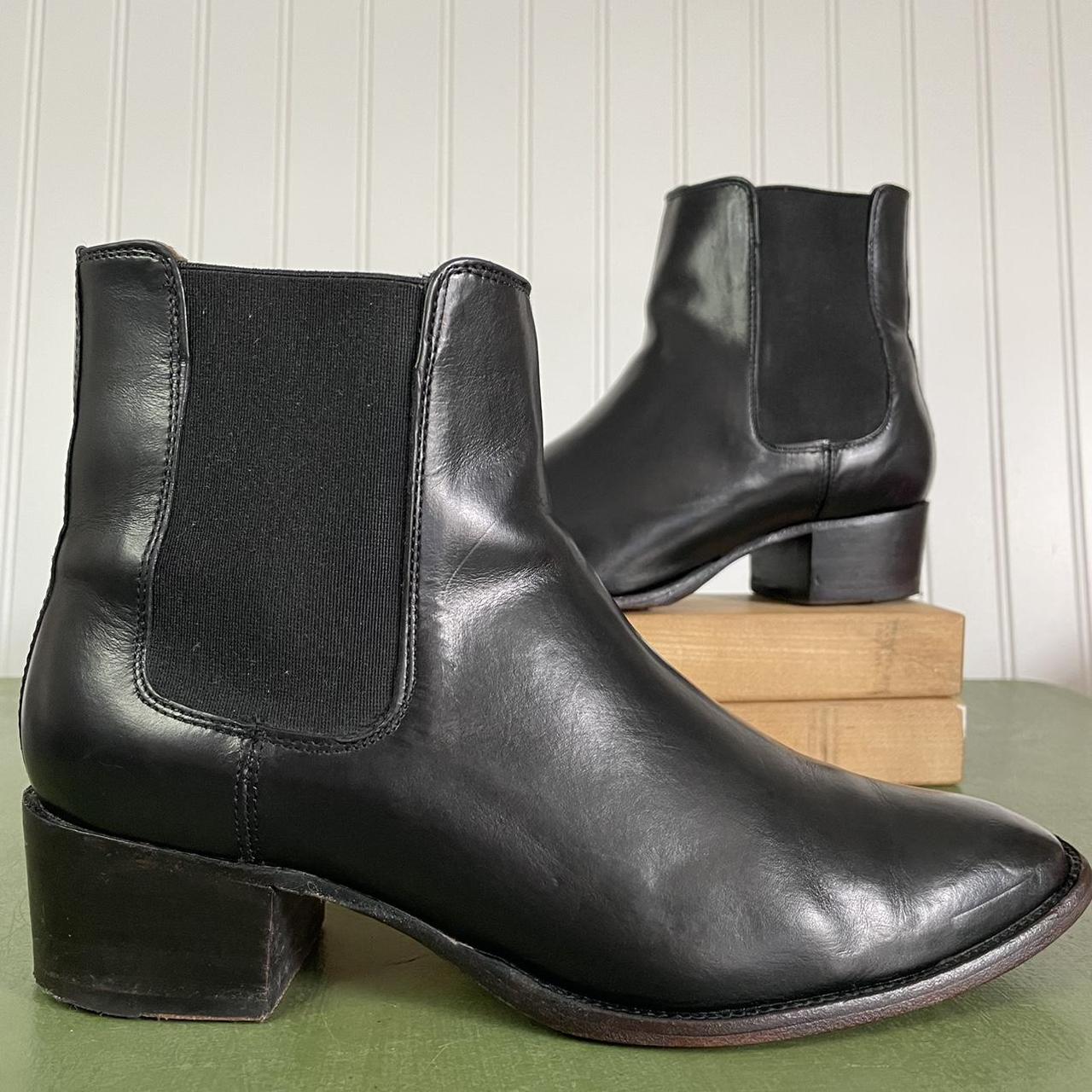 Frye Block Heel Chelsea Boots in Black Smooth... - Depop
