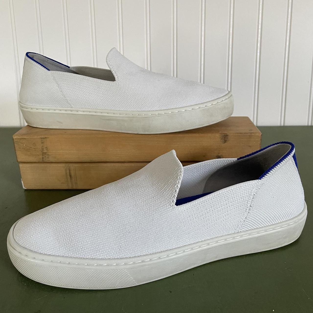 Rothy's Women's White and Navy Loafers | Depop