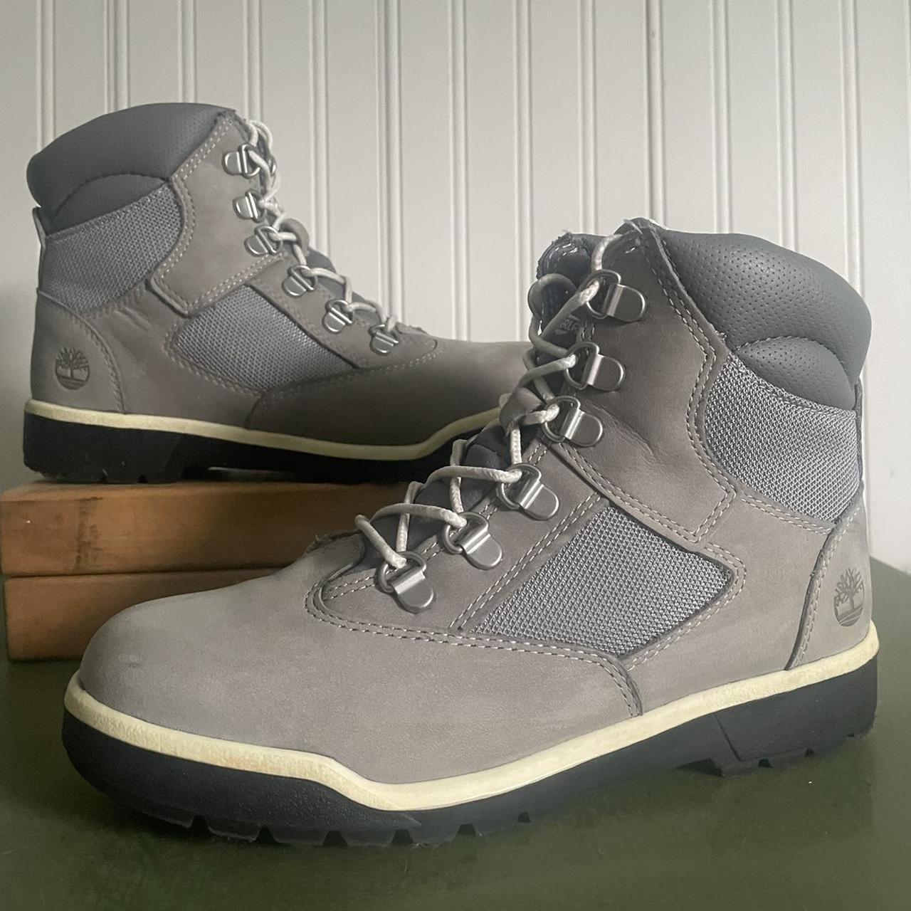 Grey timberland hot sale field boots