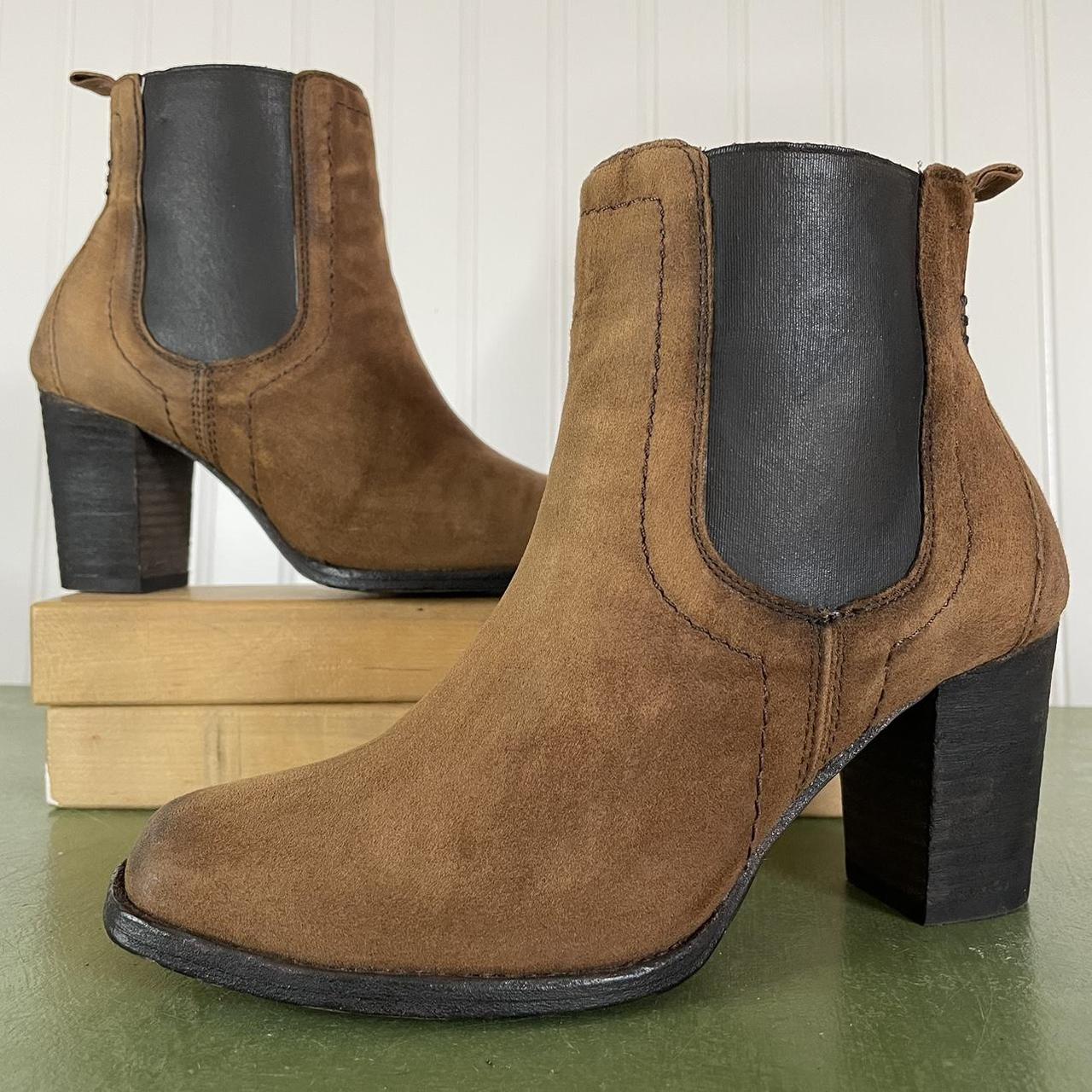 Trask Burnished Point Heeled Chelsea Boots in Nubuck Depop