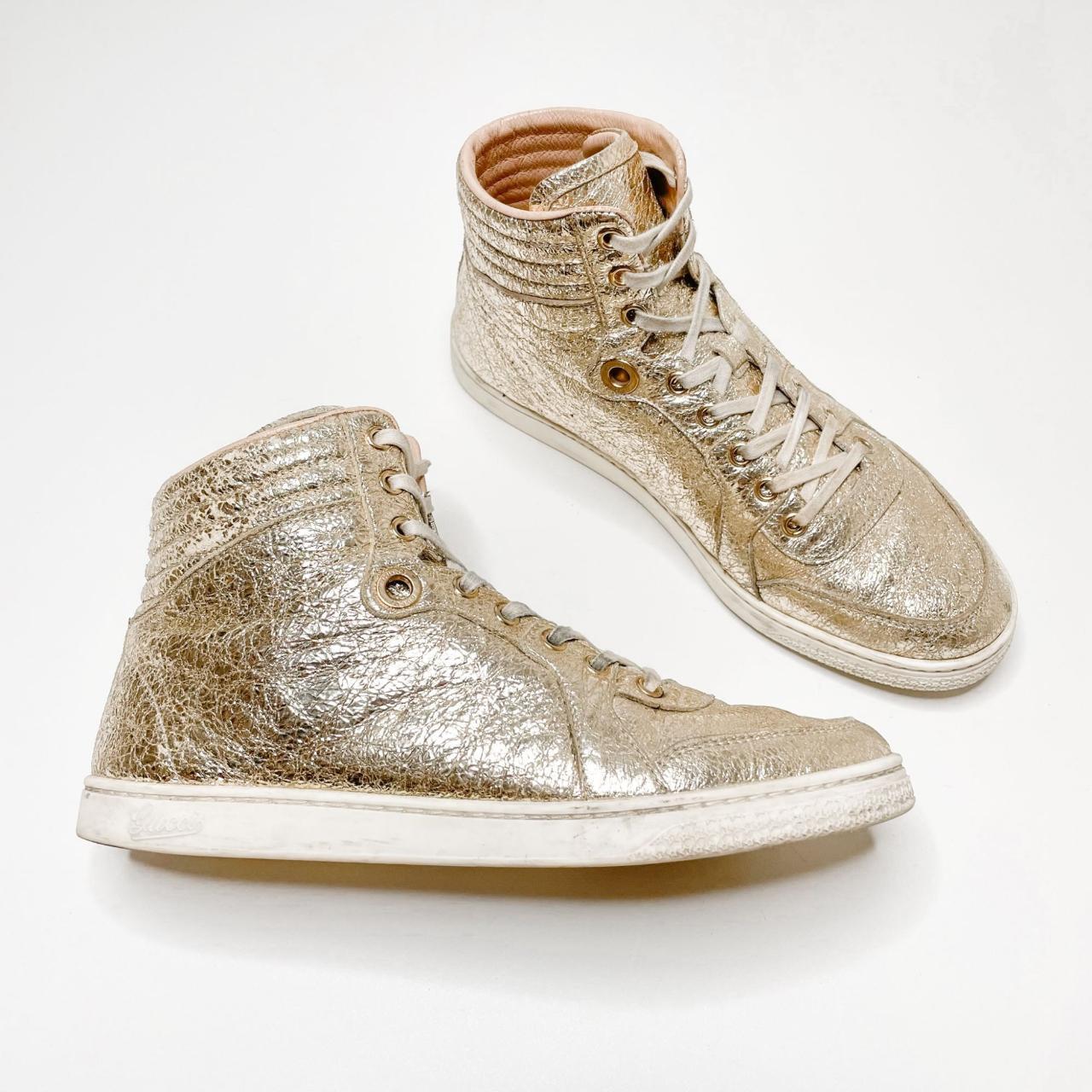 Gucci Galassia High Top Sneakers in Metallic... - Depop