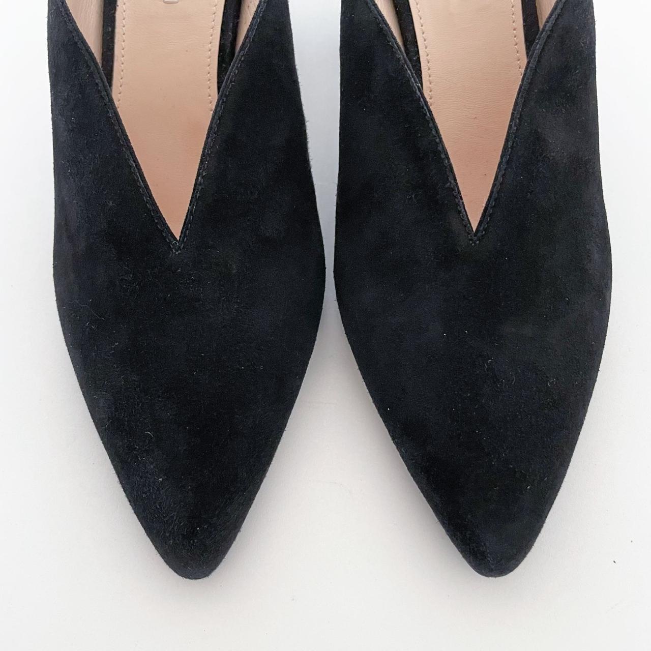 Prada Vcut block heel mules in black suede Size 39... Depop