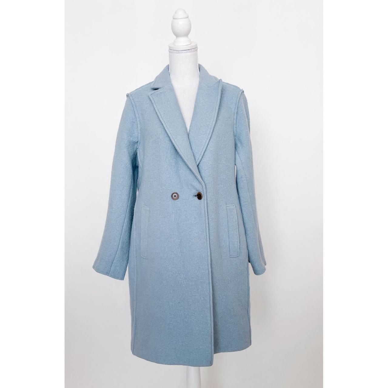 J. Crew Daphne Topcoat in Light Blue Italian Boiled... Depop