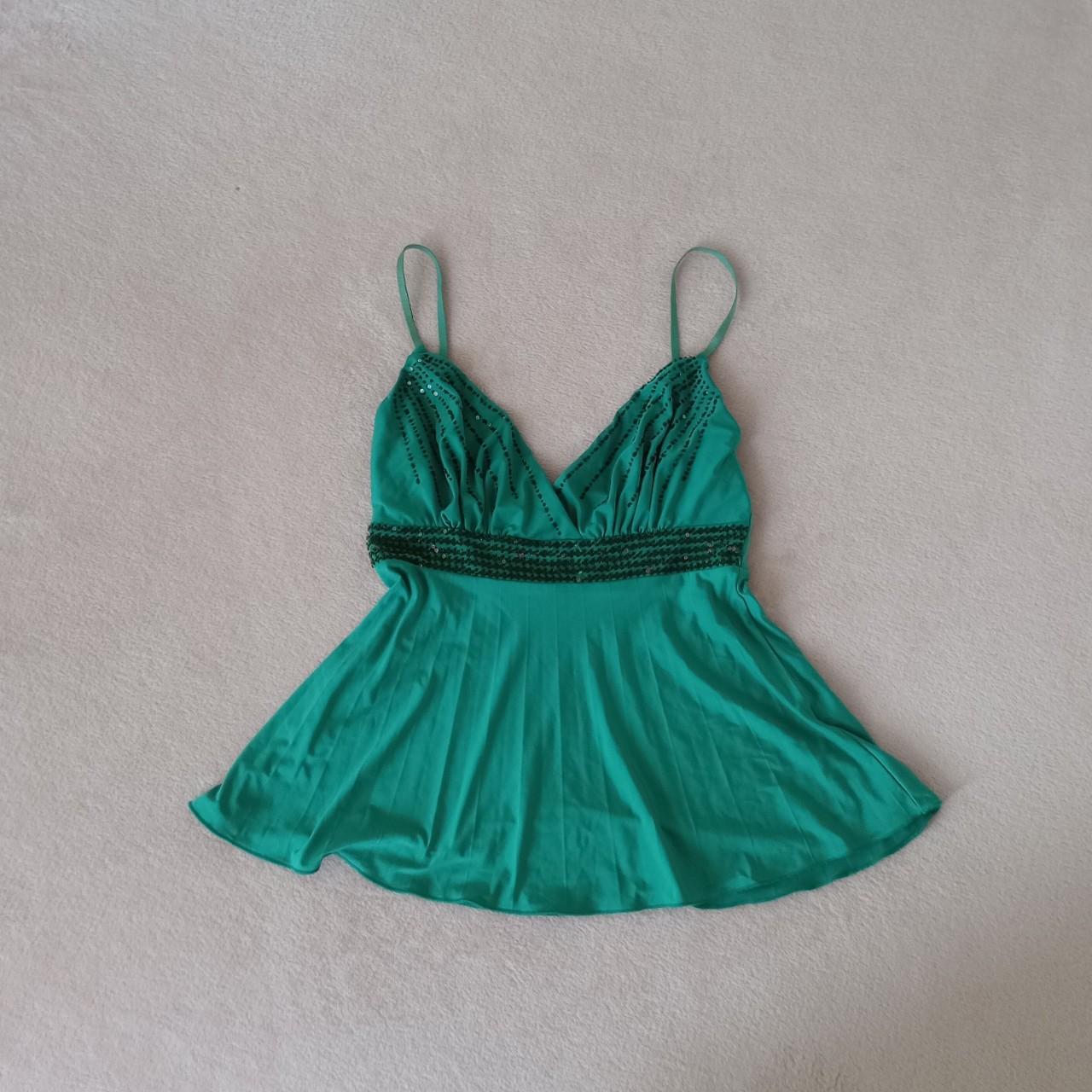 River Island Women's Green and Blue Vest Depop