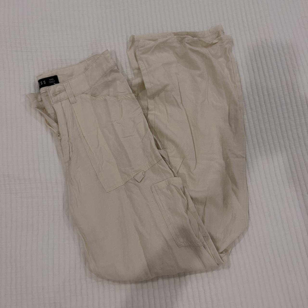 Lioness Miami Vice Pants In Cream Linen Size Xxs - Depop